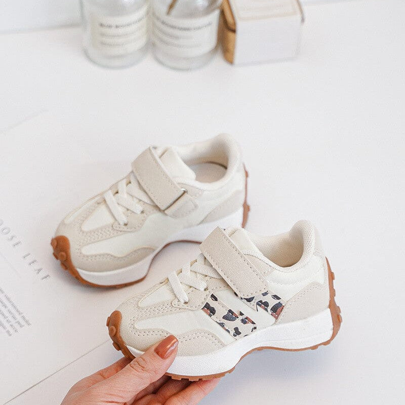 Baskets beige avec bande léopard