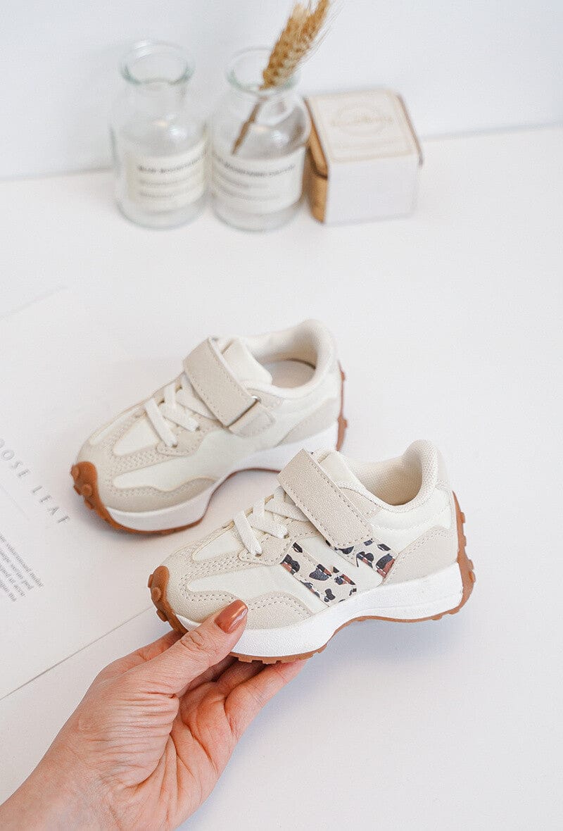 Baskets beige avec bande léopard