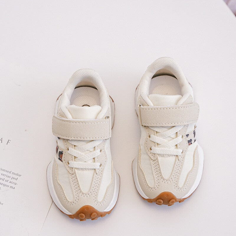 Baskets beige avec bande léopard