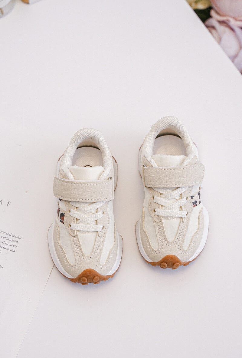 Baskets beige avec bande léopard