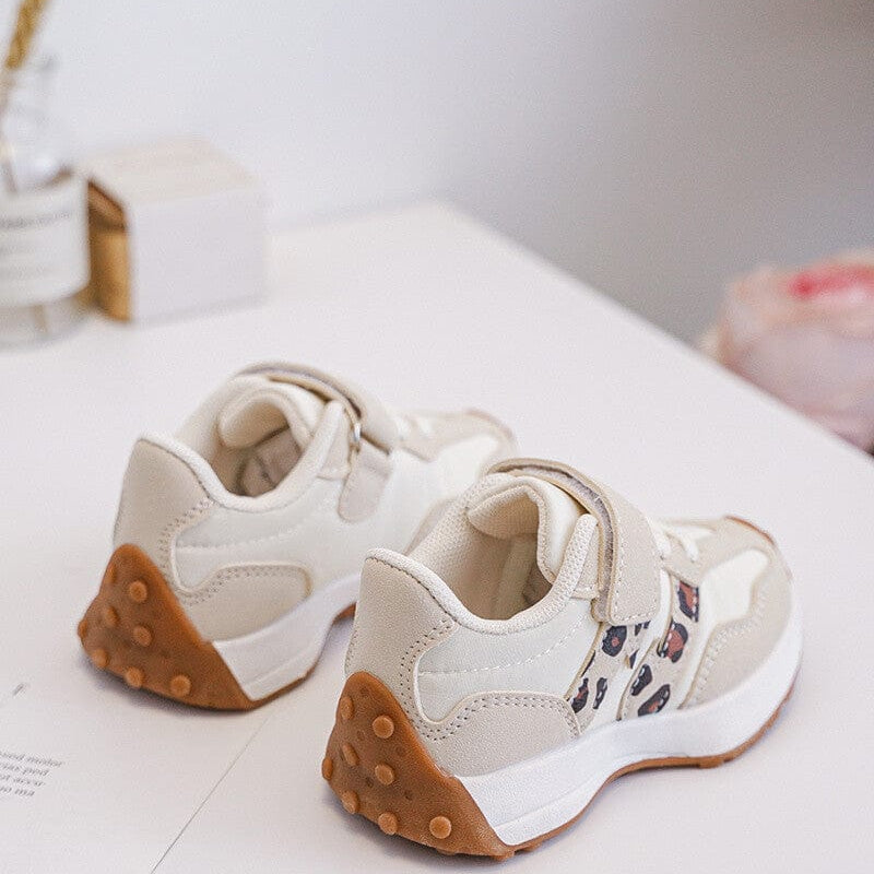 Baskets beige avec bande léopard