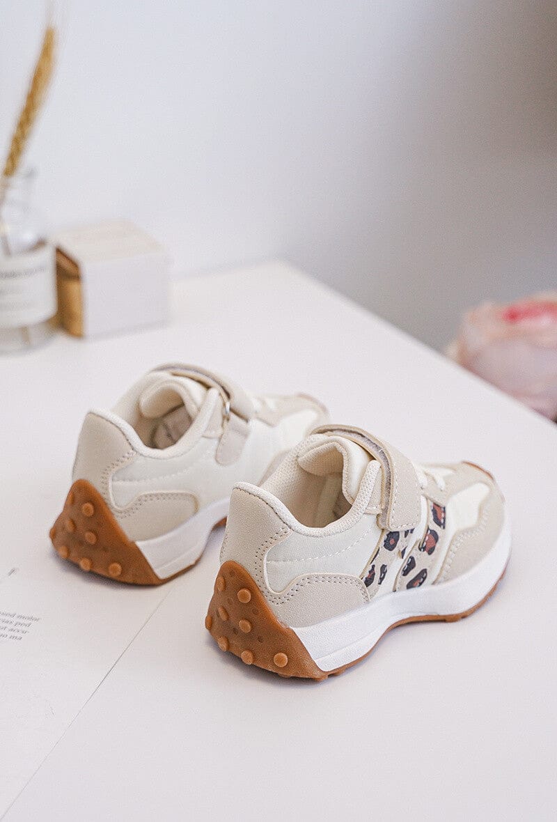 Baskets beige avec bande léopard