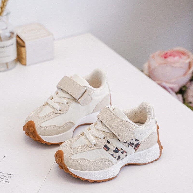 Baskets beige avec bande léopard