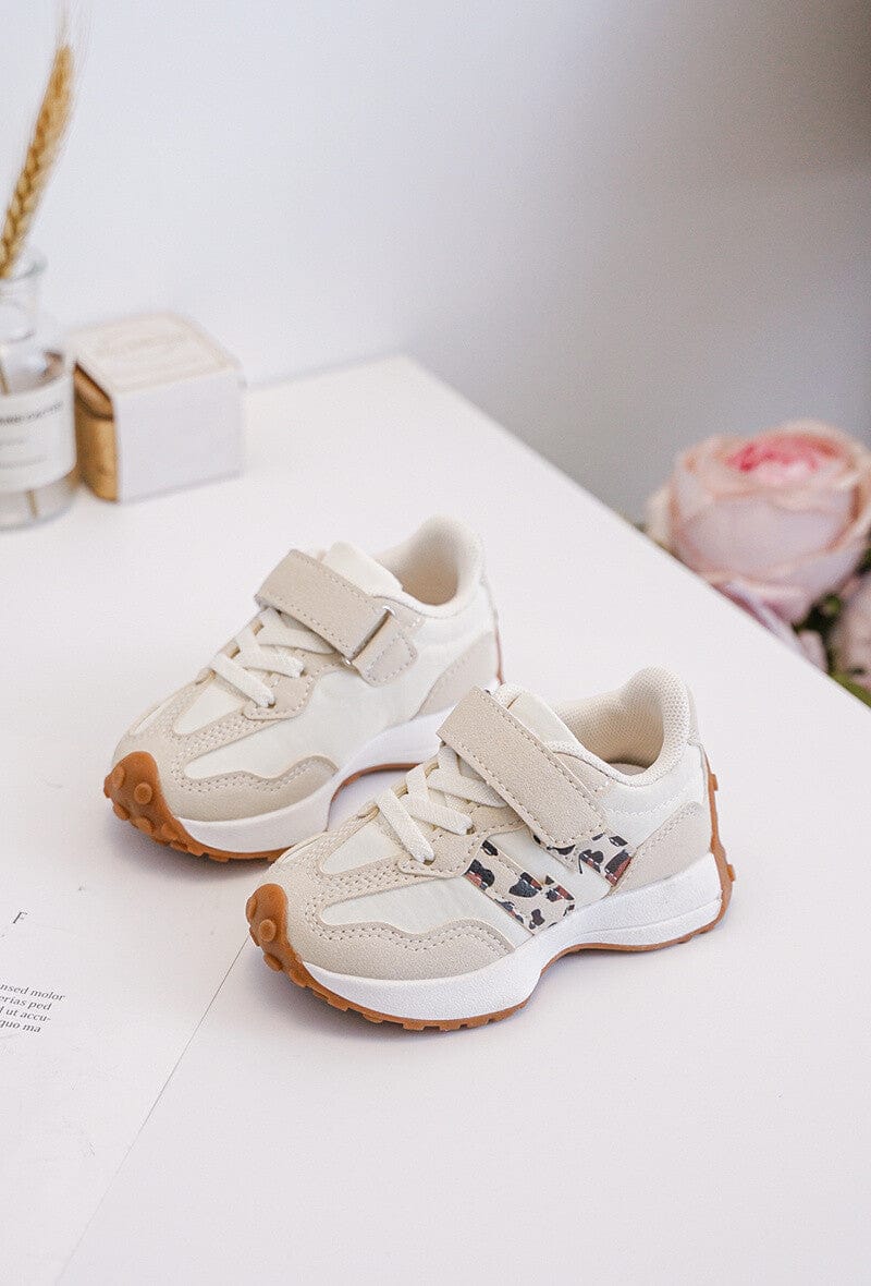 Baskets beige avec bande léopard