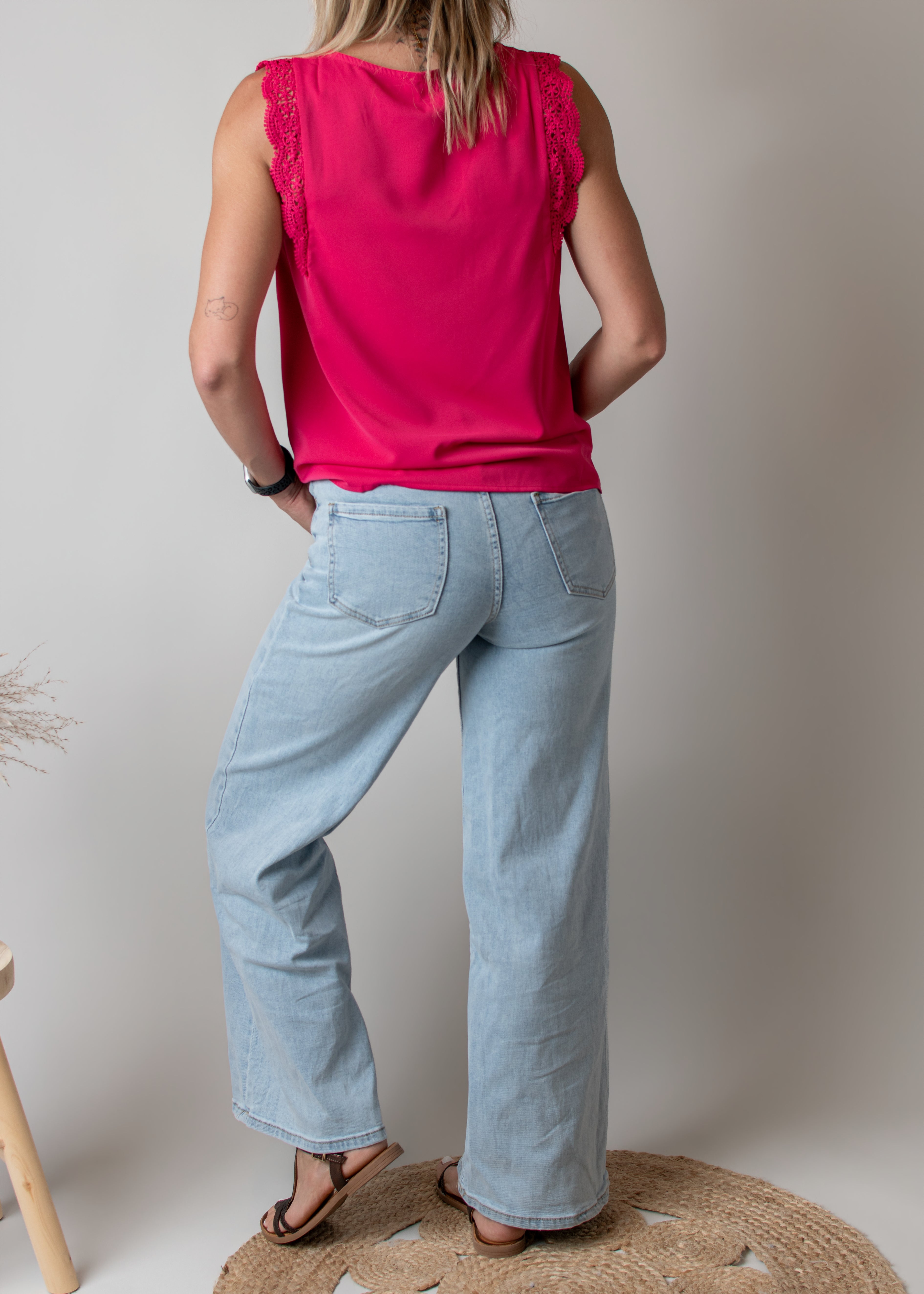 Blouse Fuchsia à Dentelle