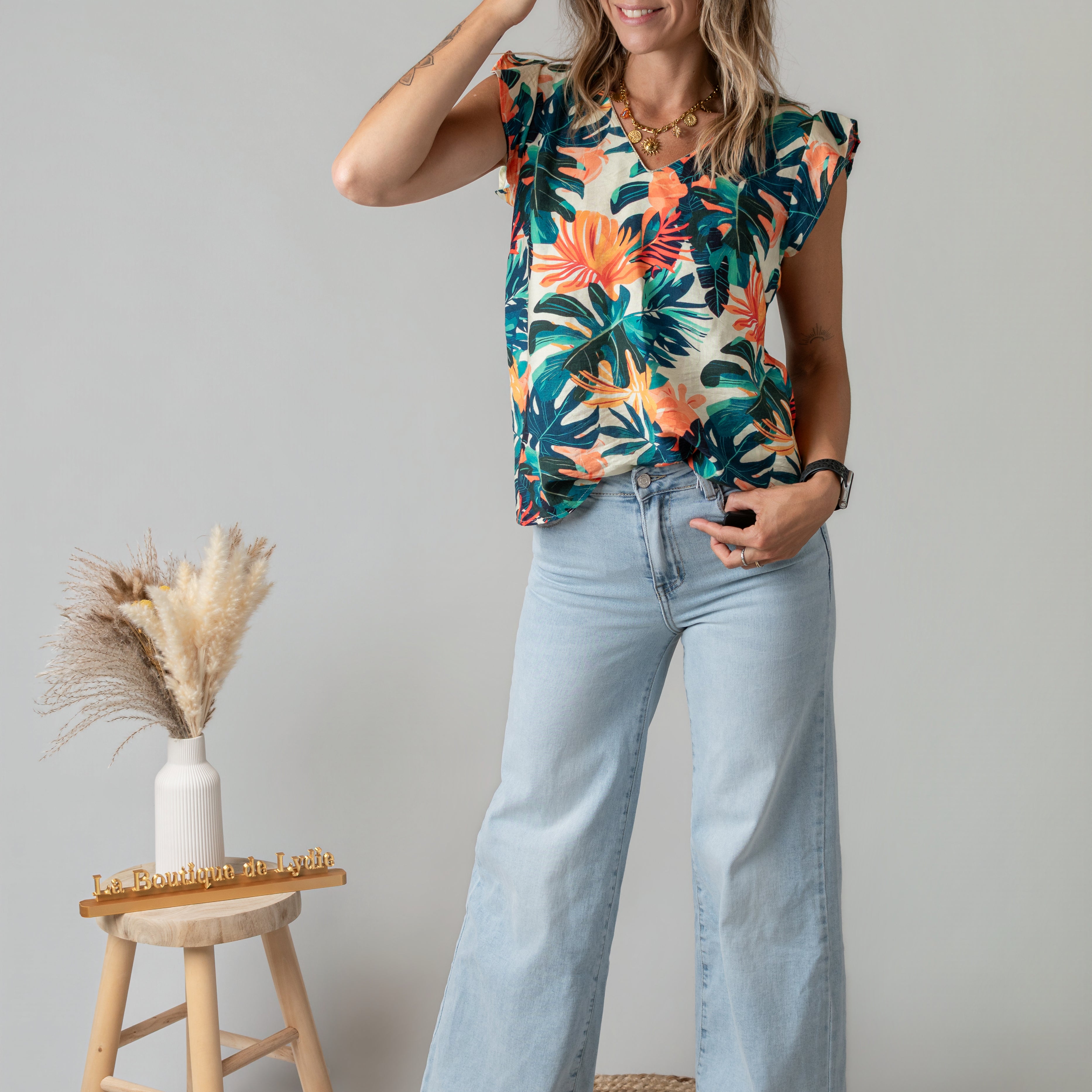 Blouse Tropicale – Imprimé Exotique la Boutique de Lydie