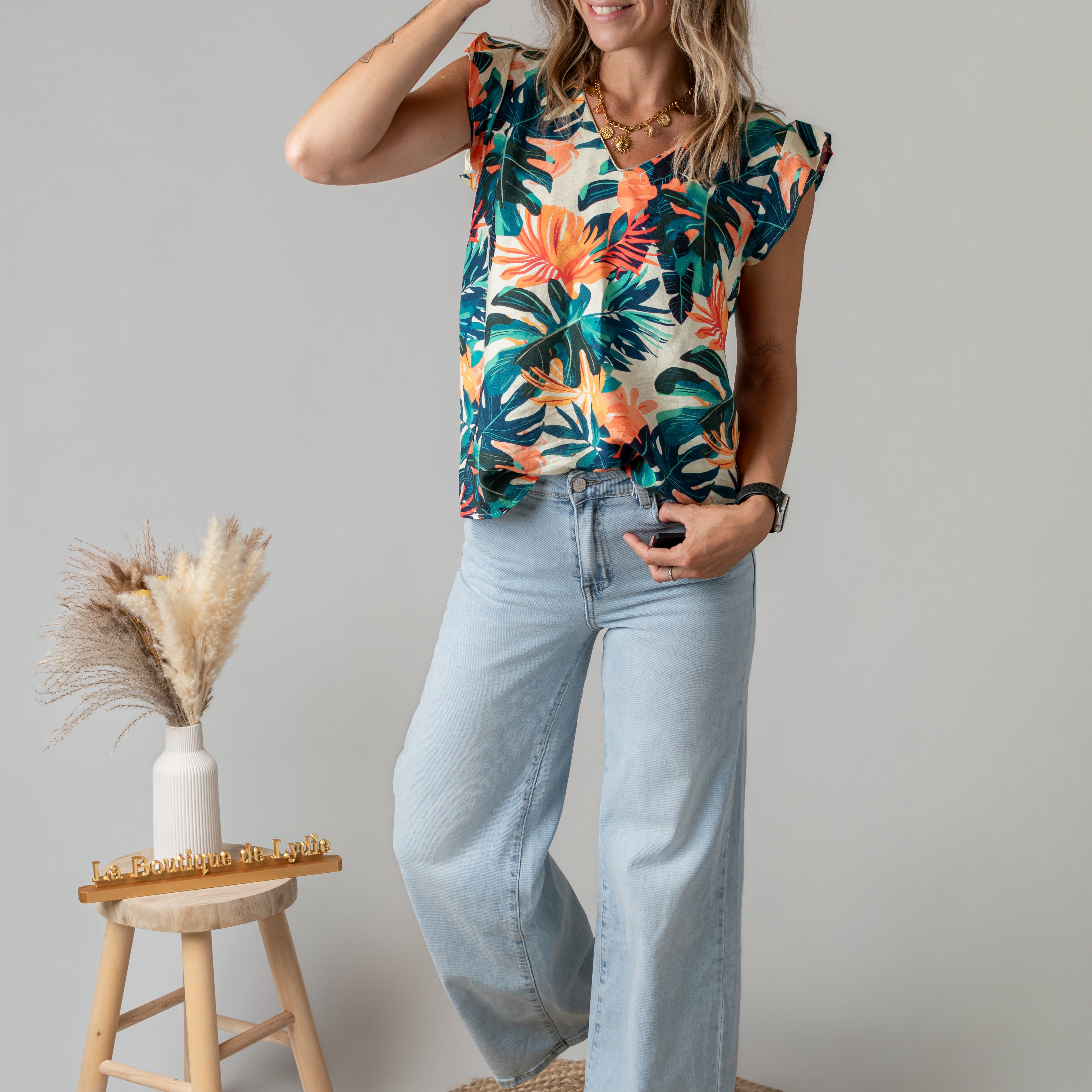 Blouse Tropicale – Imprimé Exotique