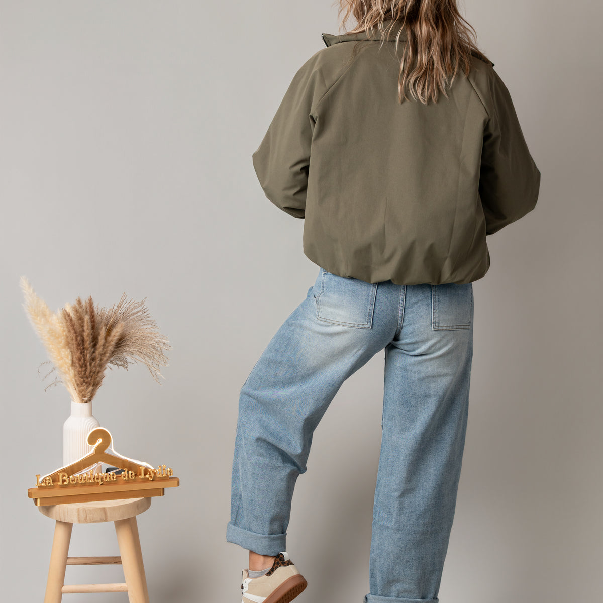 Blouson bombers court oversize kaki