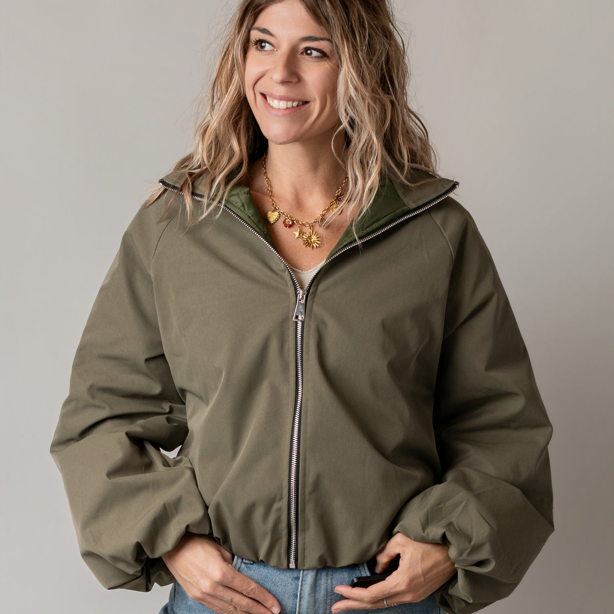 Blouson bombers court oversize kaki la Boutique de Lydie