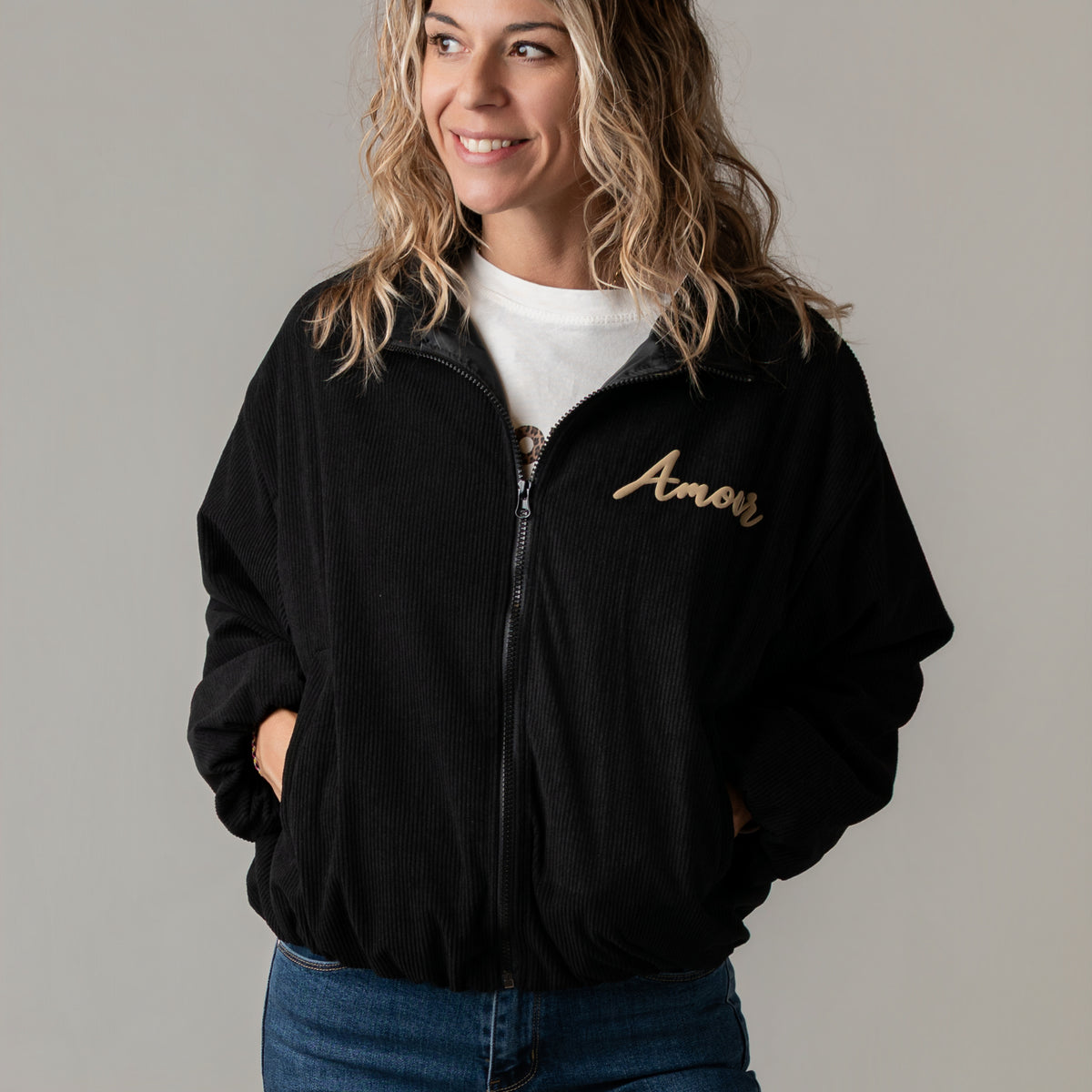 Bombers velours côtelé noir la Boutique de Lydie