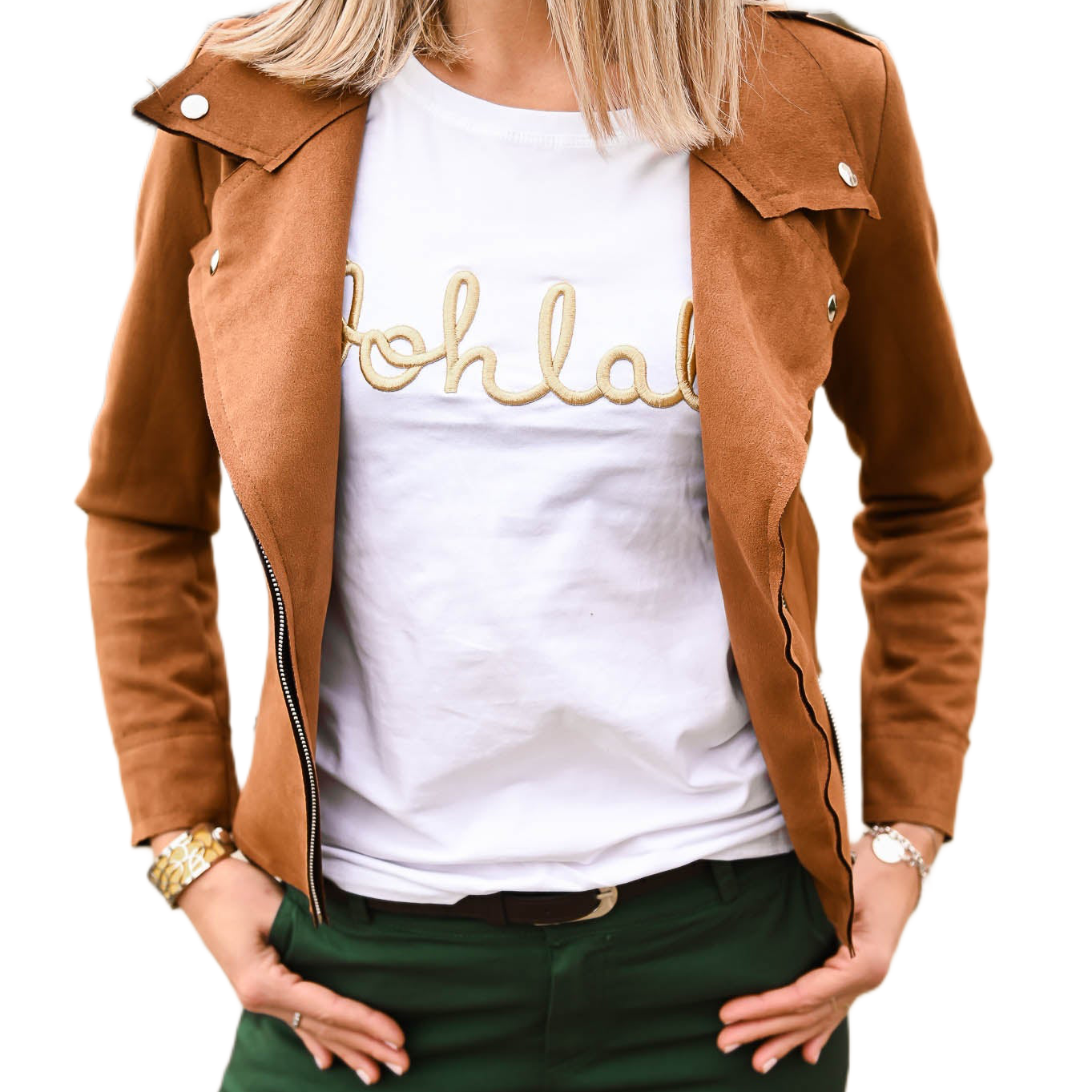 T-shirt Oohlala Blanc brodé doré - La Boutique de Lydie S/M