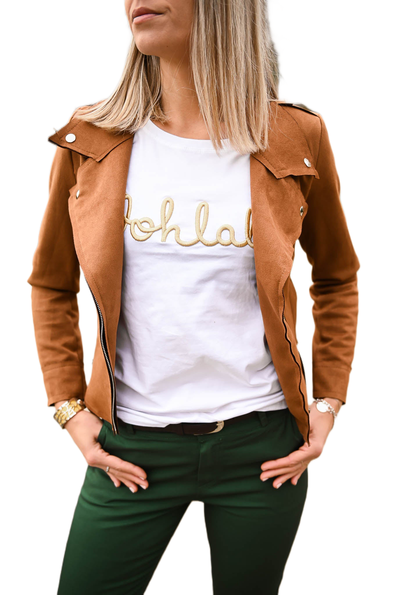 T-shirt Oohlala Blanc brodé doré - La Boutique de Lydie S/M