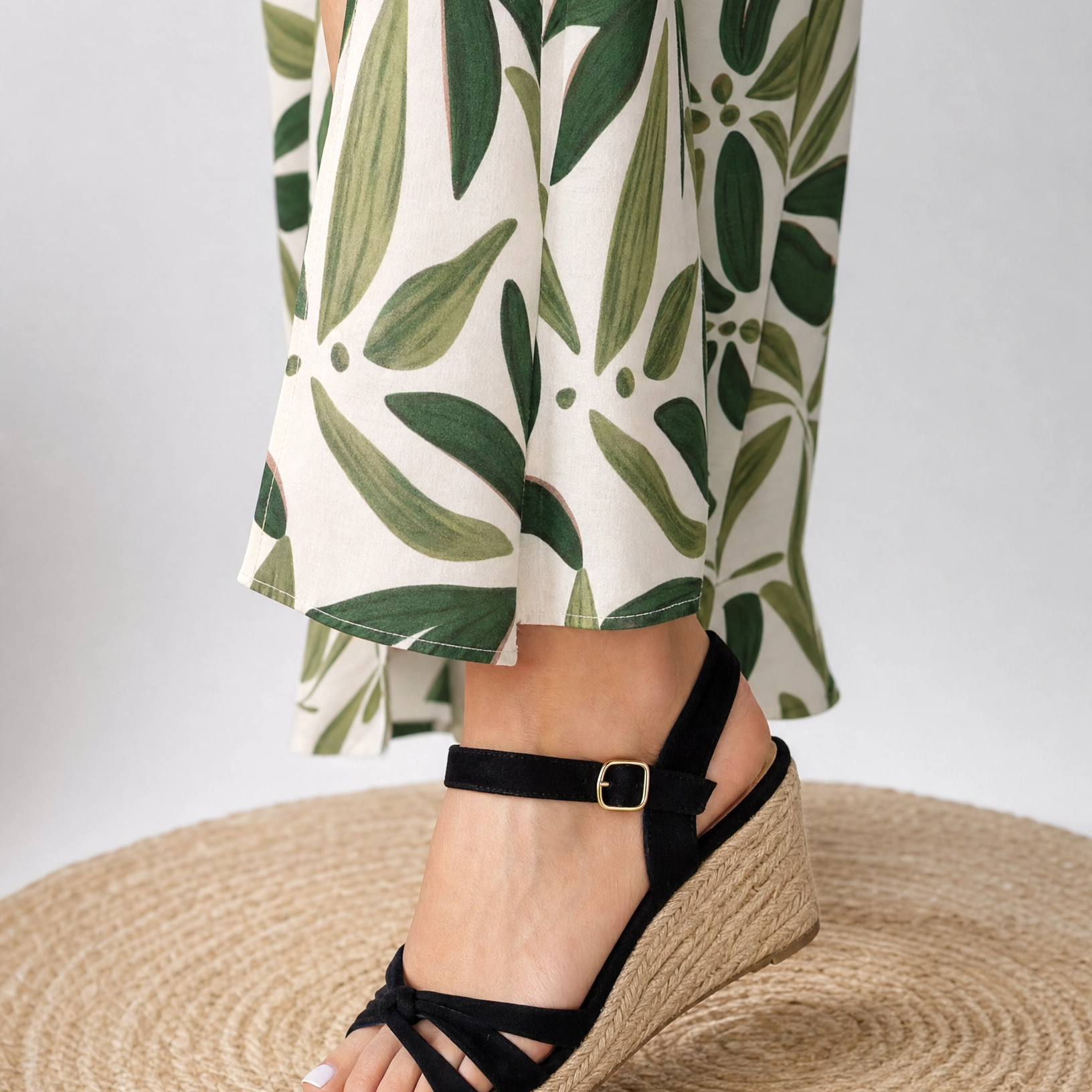 Sandales Compensées Espadrille Noire