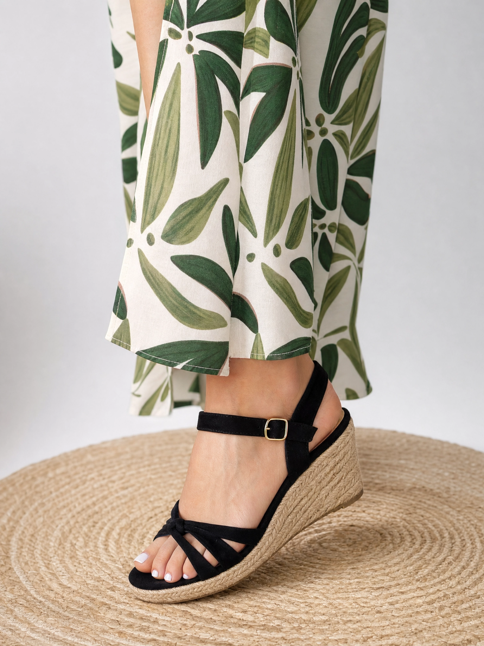Sandales Compensées Espadrille Noire