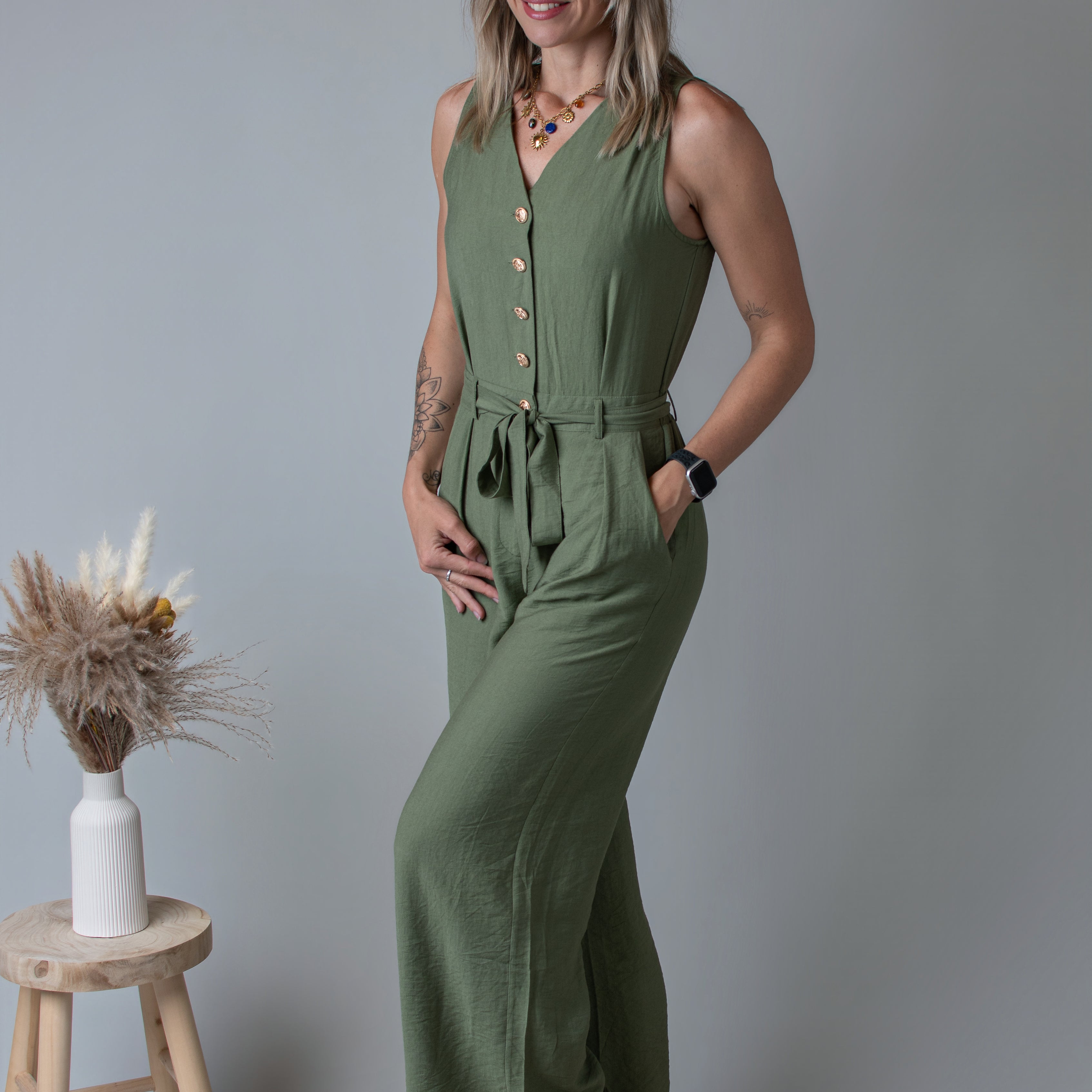 Combinaison Femme, pantalon kaki