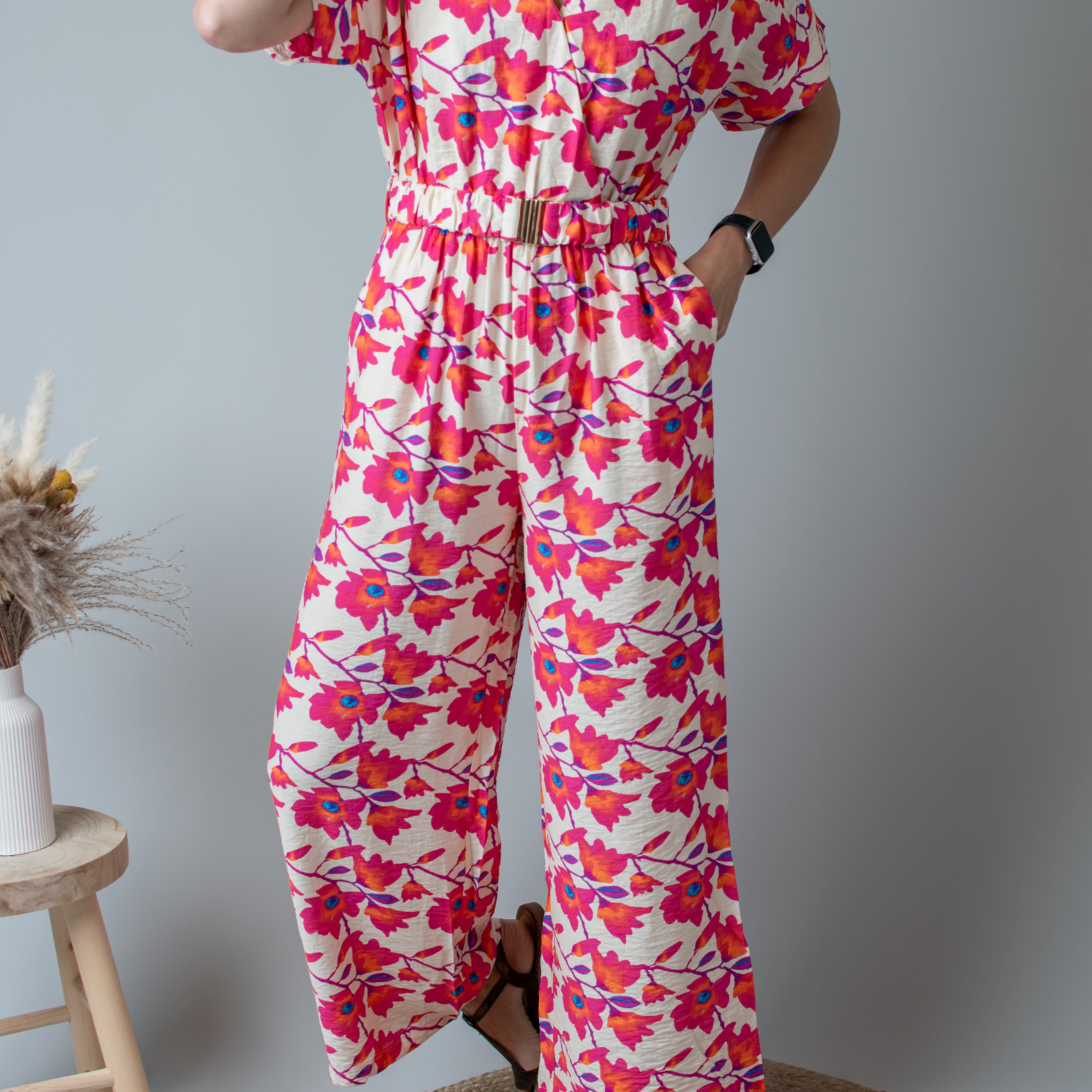 Combinaison Pantalon Fleurie rose