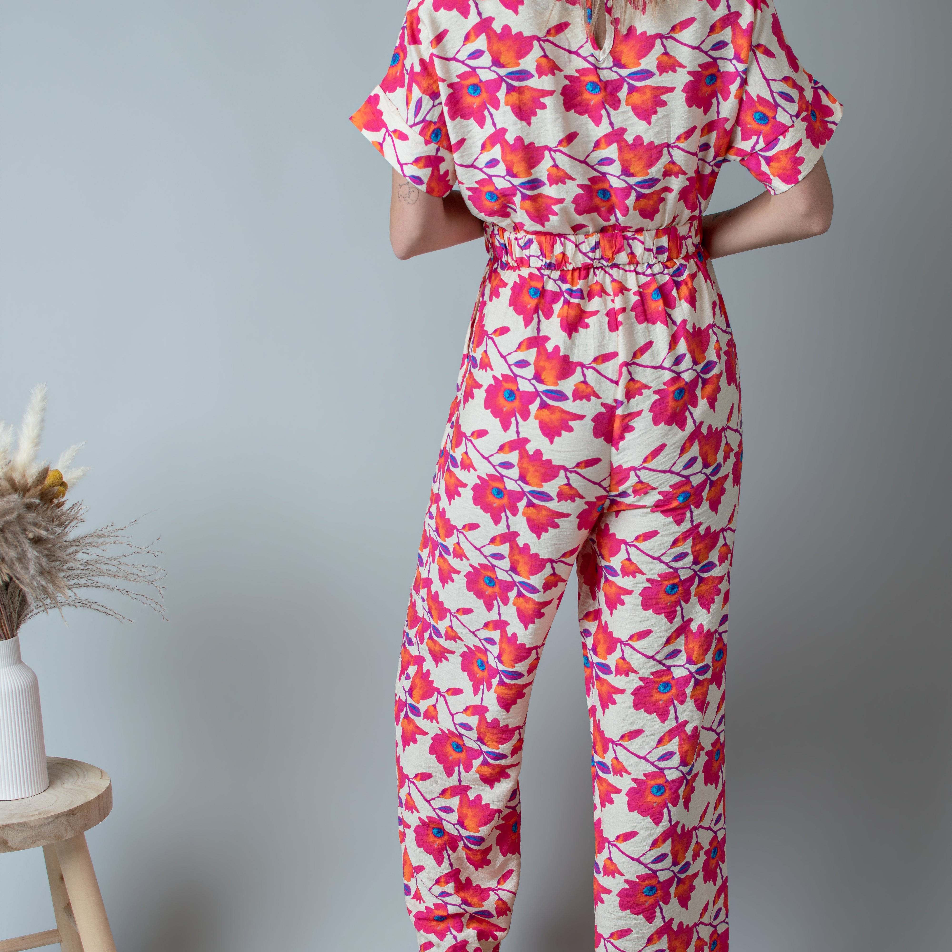 Combinaison Pantalon Fleurie rose