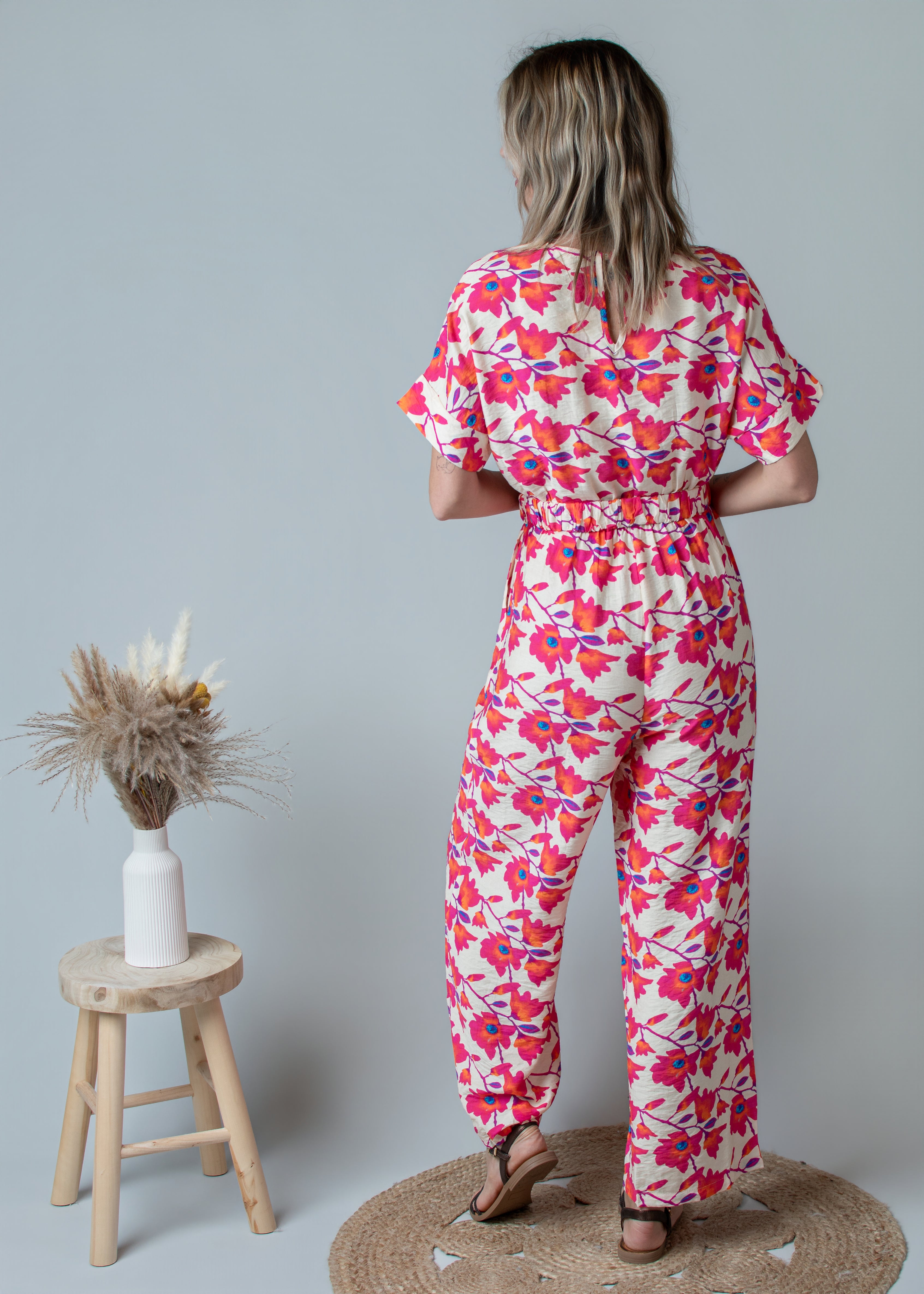 Combinaison Pantalon Fleurie rose