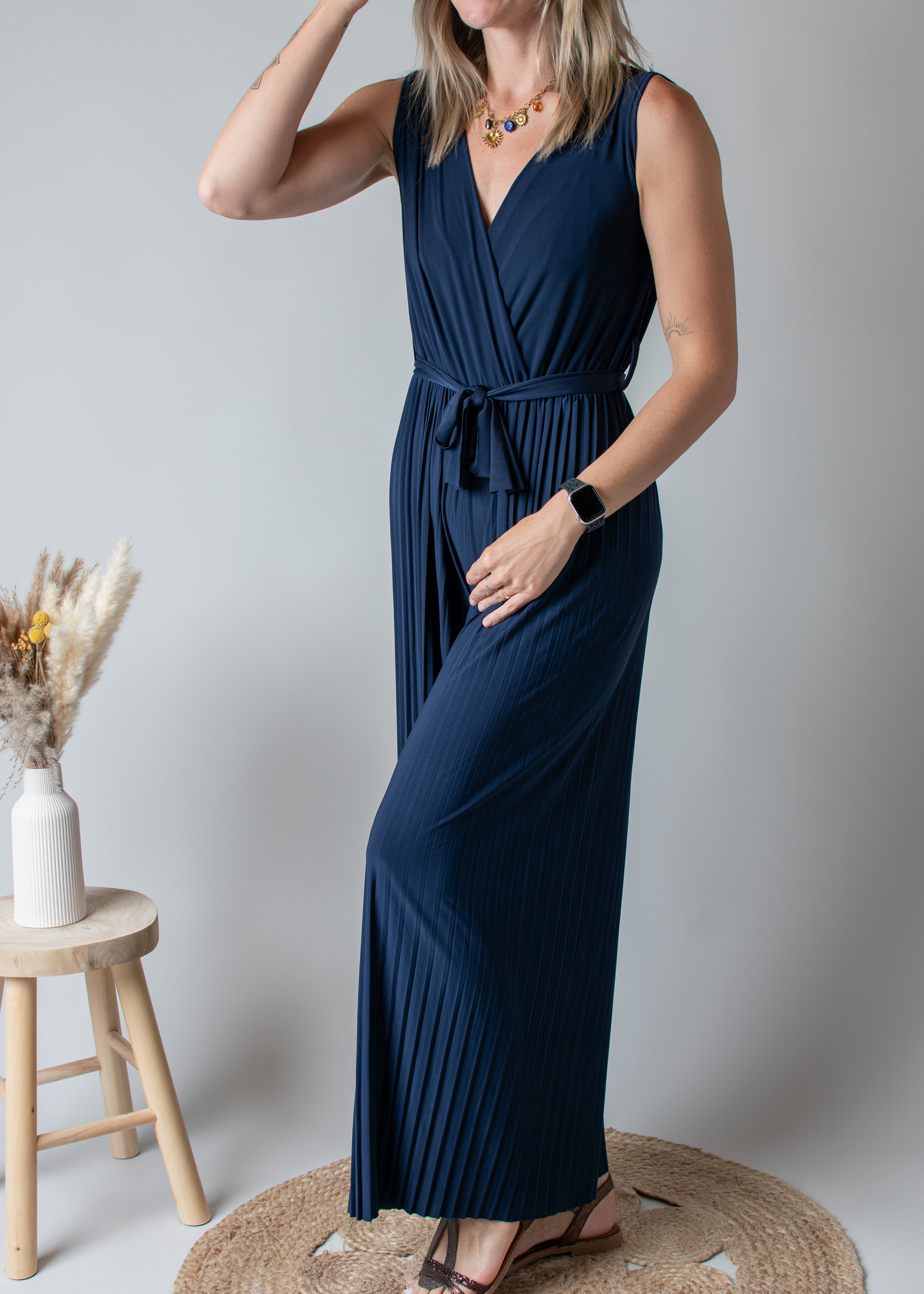 Combinaison Pantalon Plissée Marine