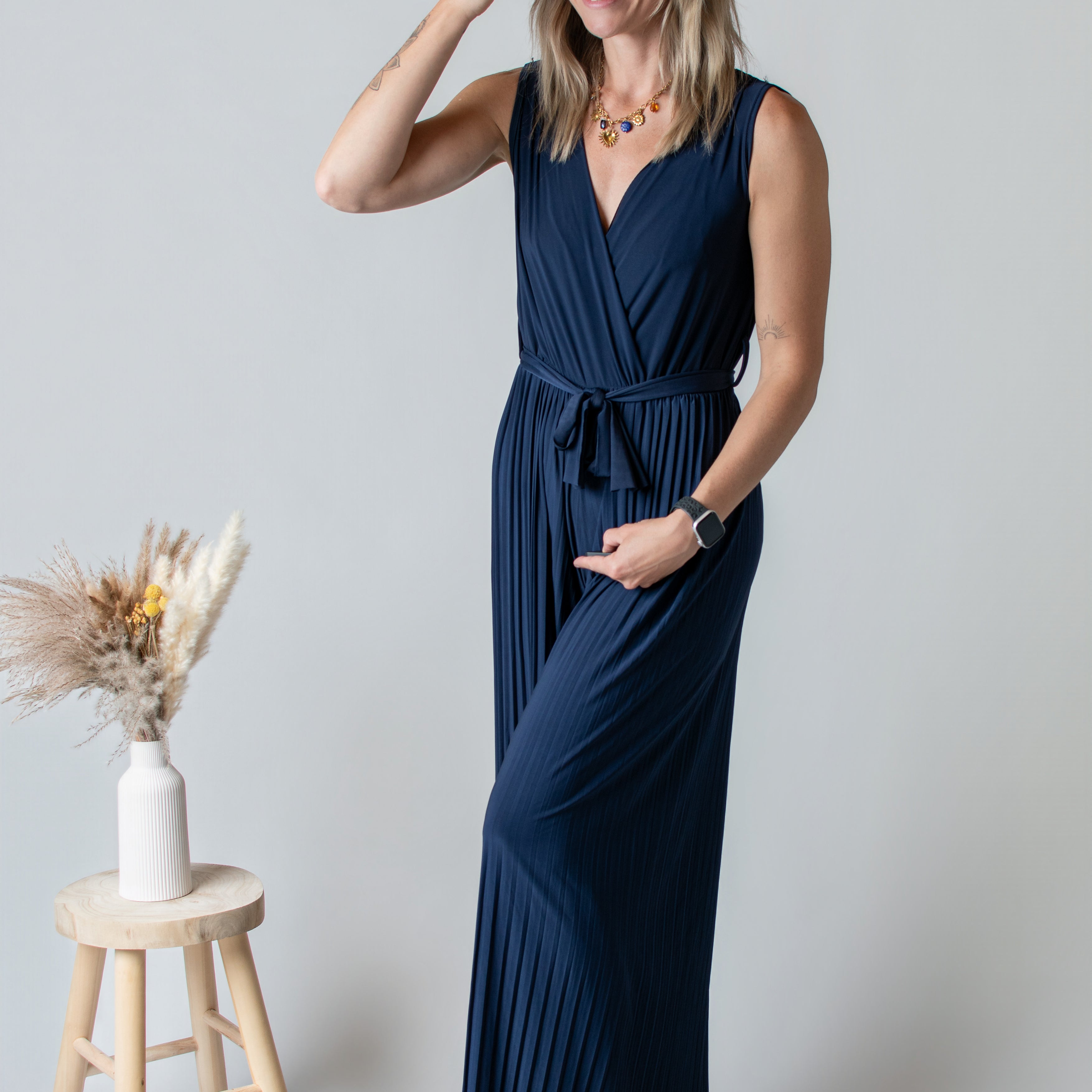 Combinaison Pantalon Plissée Marine la boutique de lydie