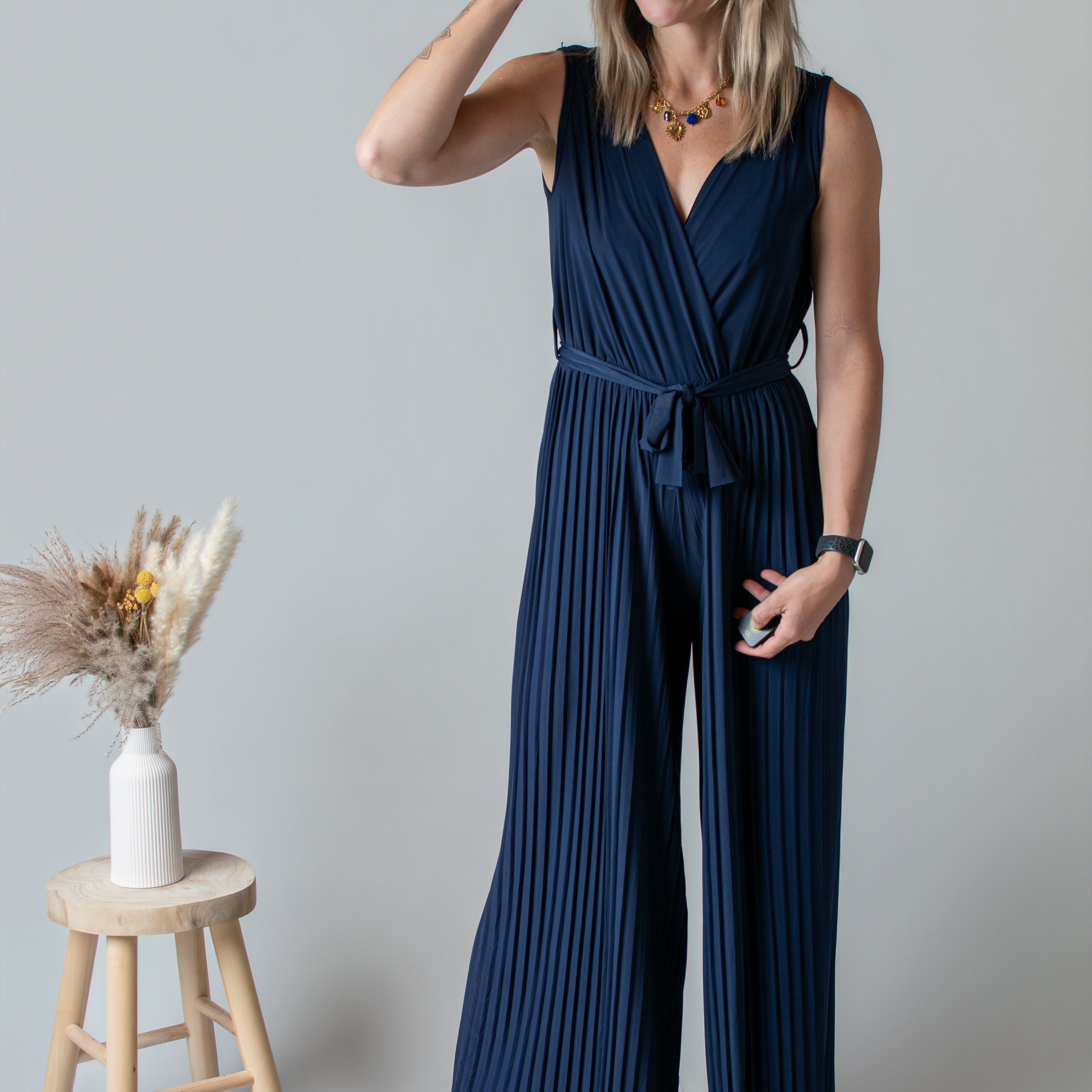 Combinaison Pantalon Plissée Marine