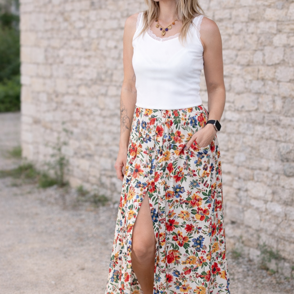 Jupe longue fleuri la boutique de lydie