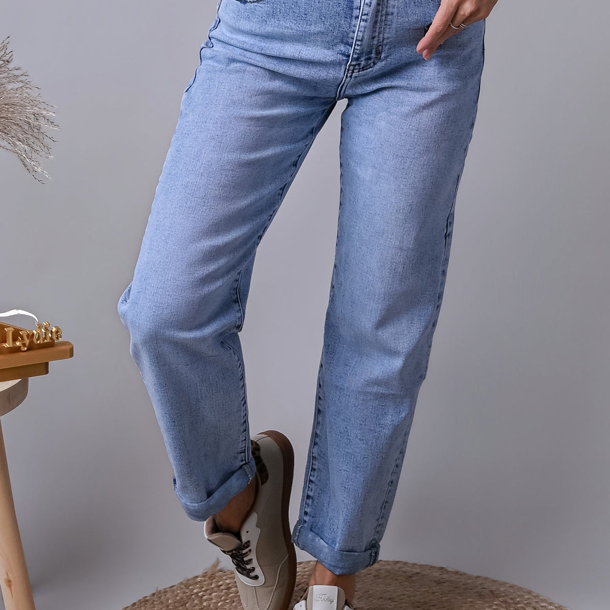 Jean barrel fit bleu clair délavé la boutique de lydie
