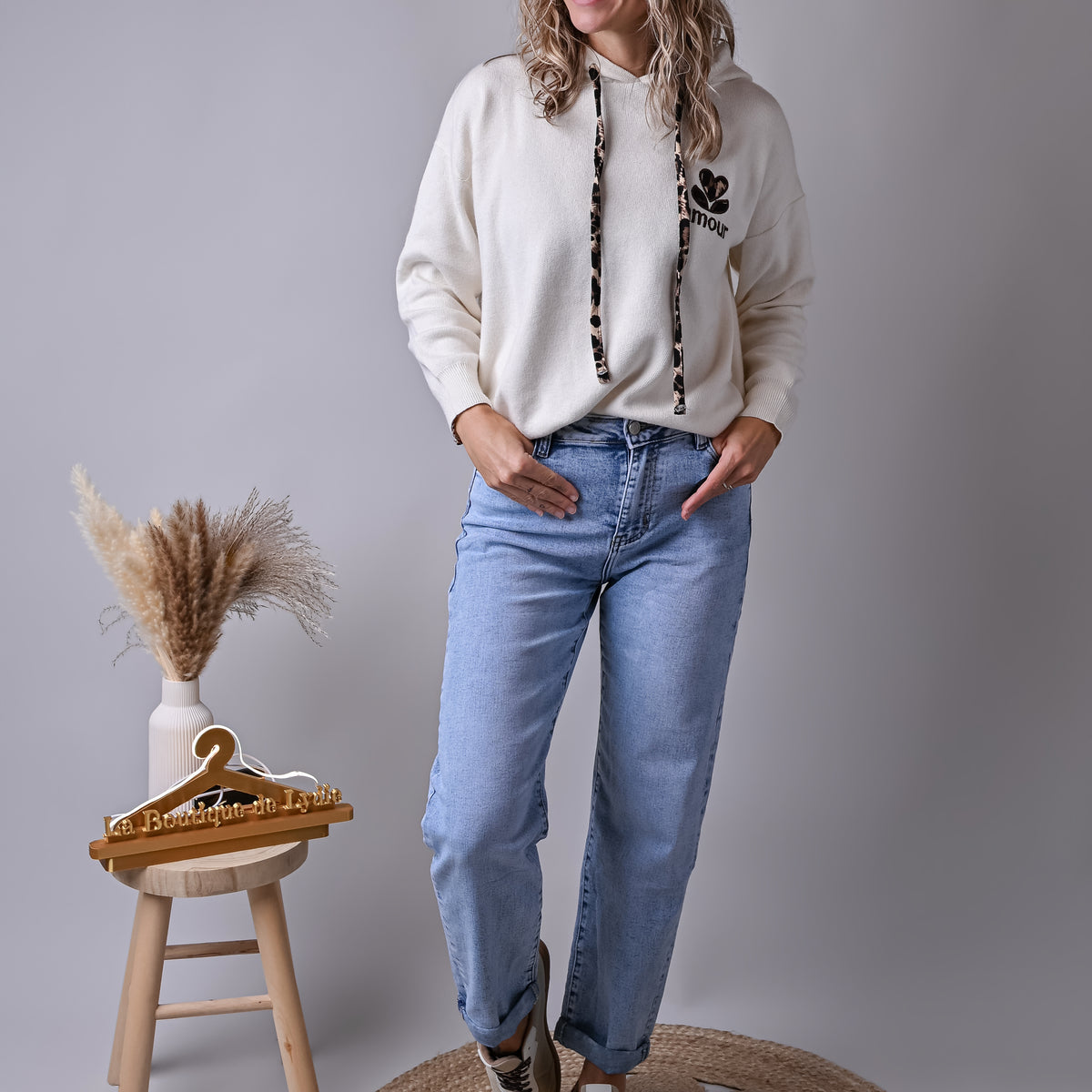 Jean barrel fit bleu clair délavé
