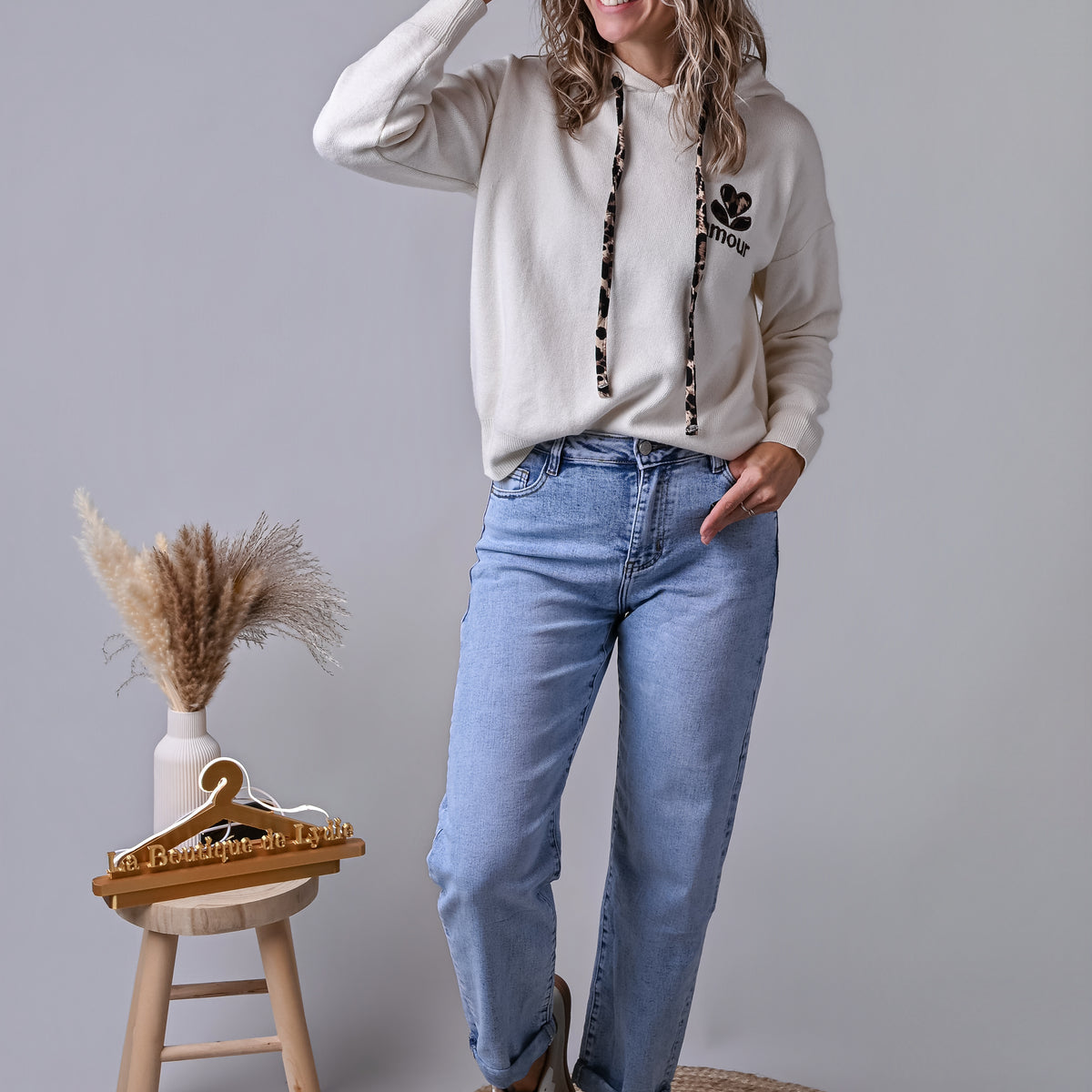 Jean barrel fit bleu clair délavé