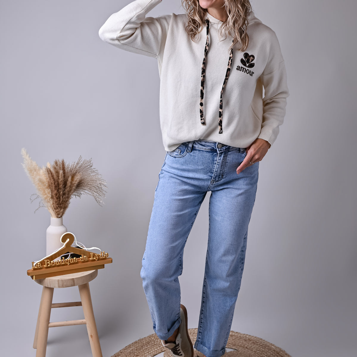 Jean barrel fit bleu clair délavé