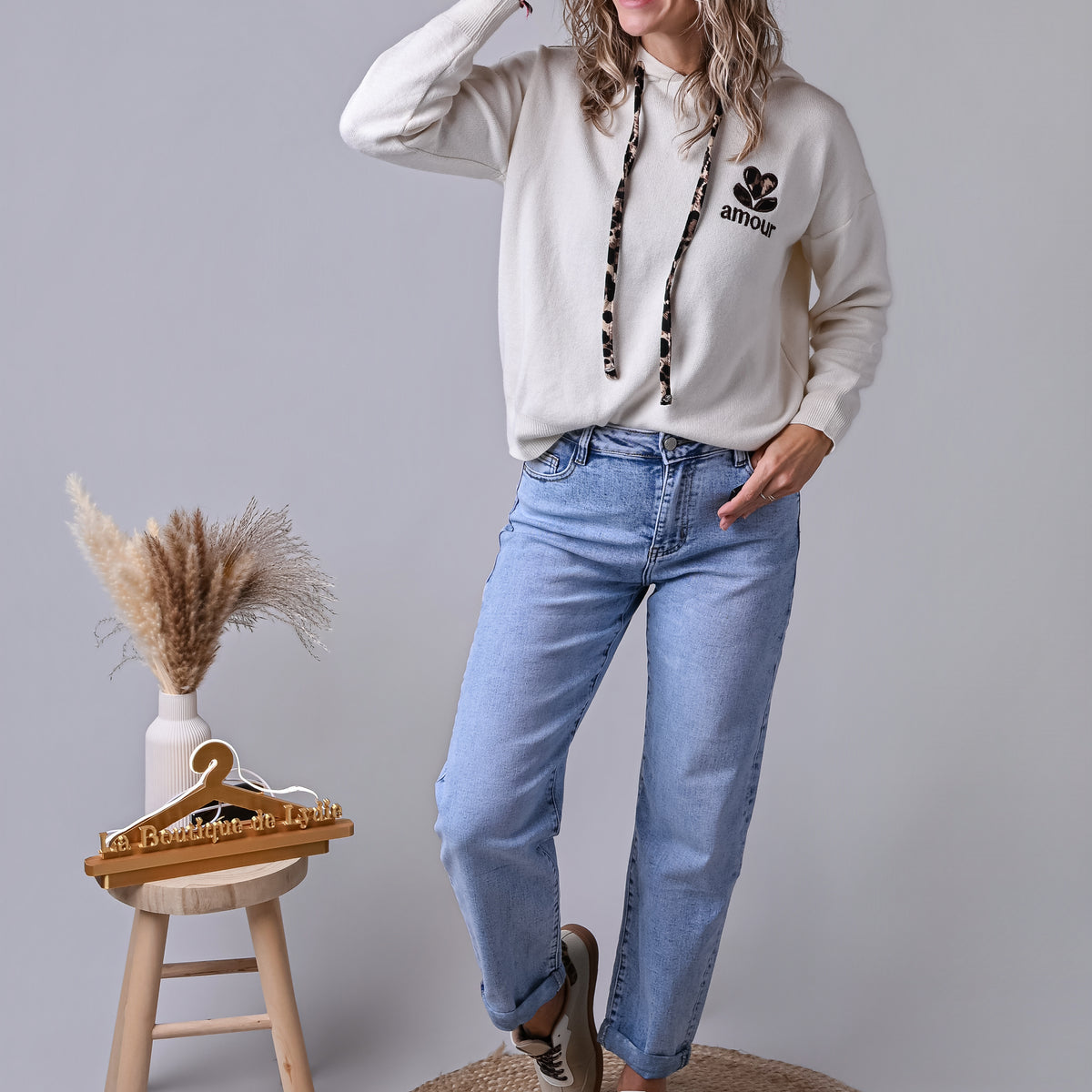 Jean barrel fit bleu clair délavé