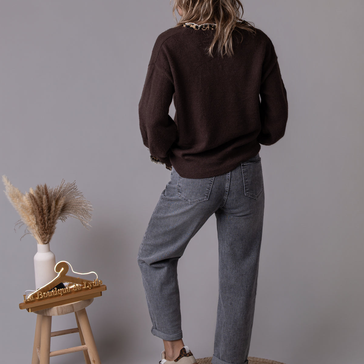 Jean barrel fit gris clair délavé la Boutique de Lydie