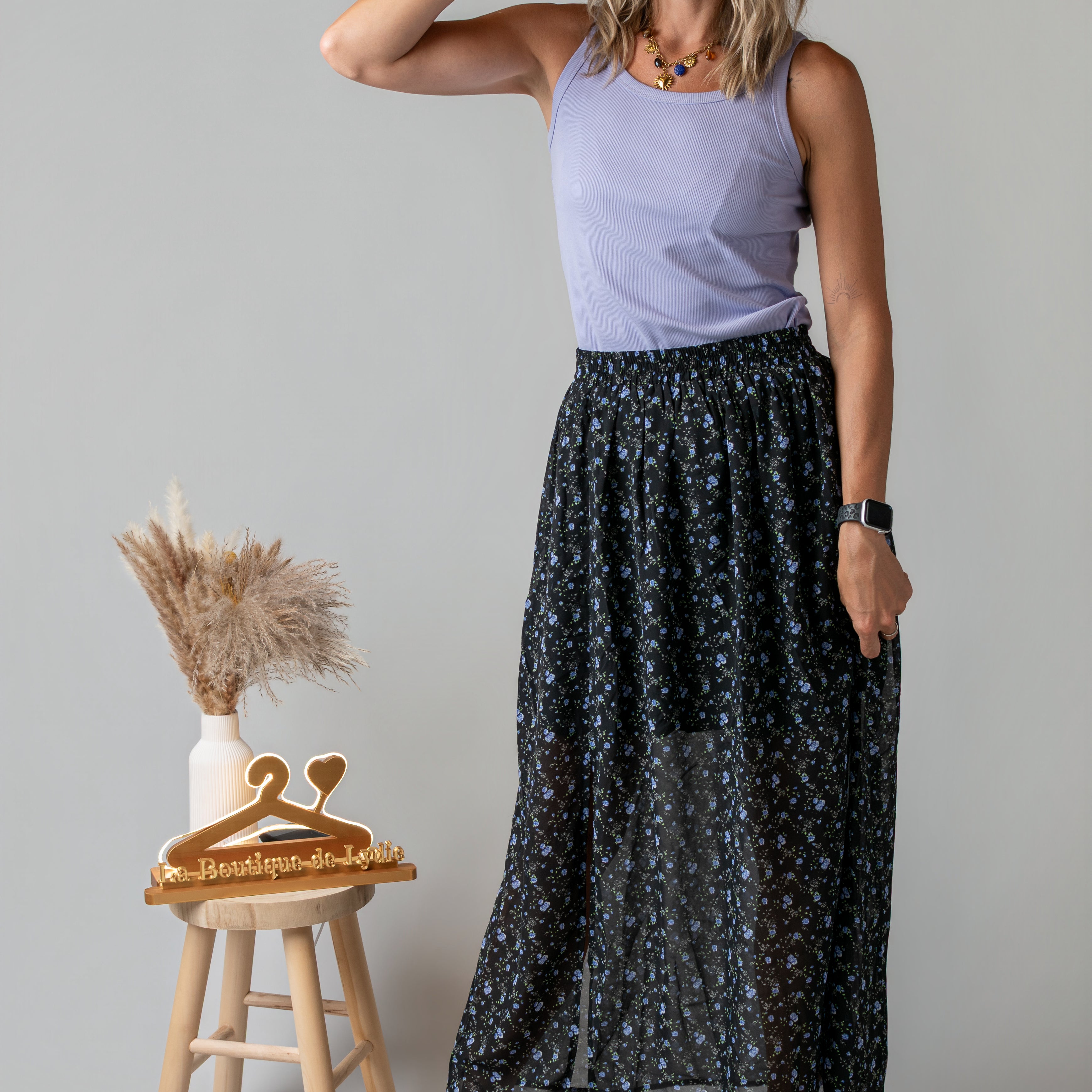 Débardeur en maille côtelée lilas la boutique de lydie