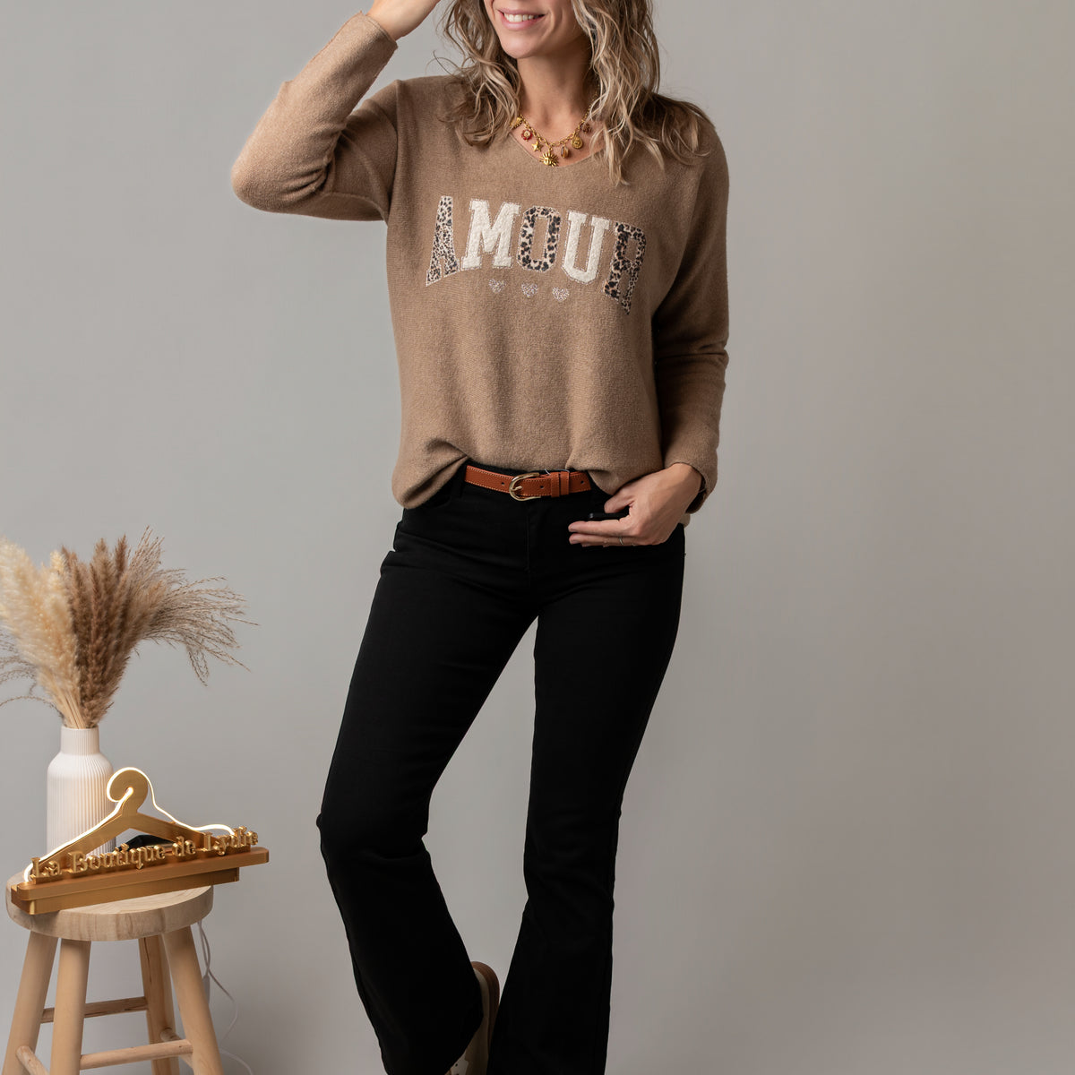 Pantalon flare noir Romy la boutique de lydie
