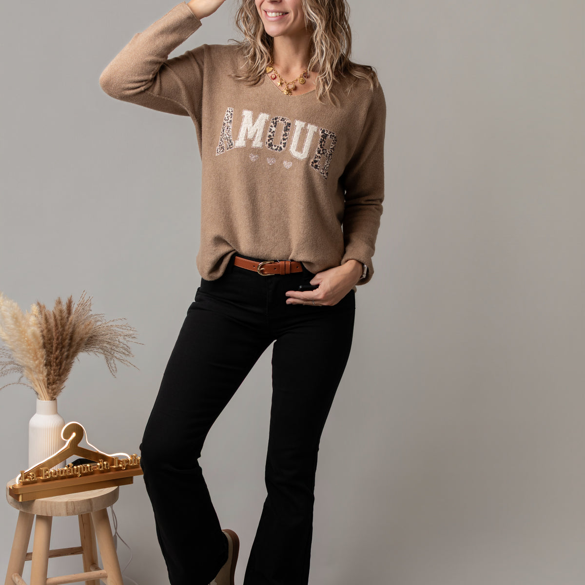 Pantalon flare noir Romy