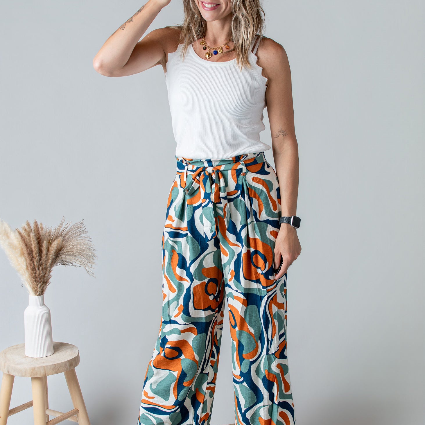 Pantalon Fluide Imprimé Abstrait