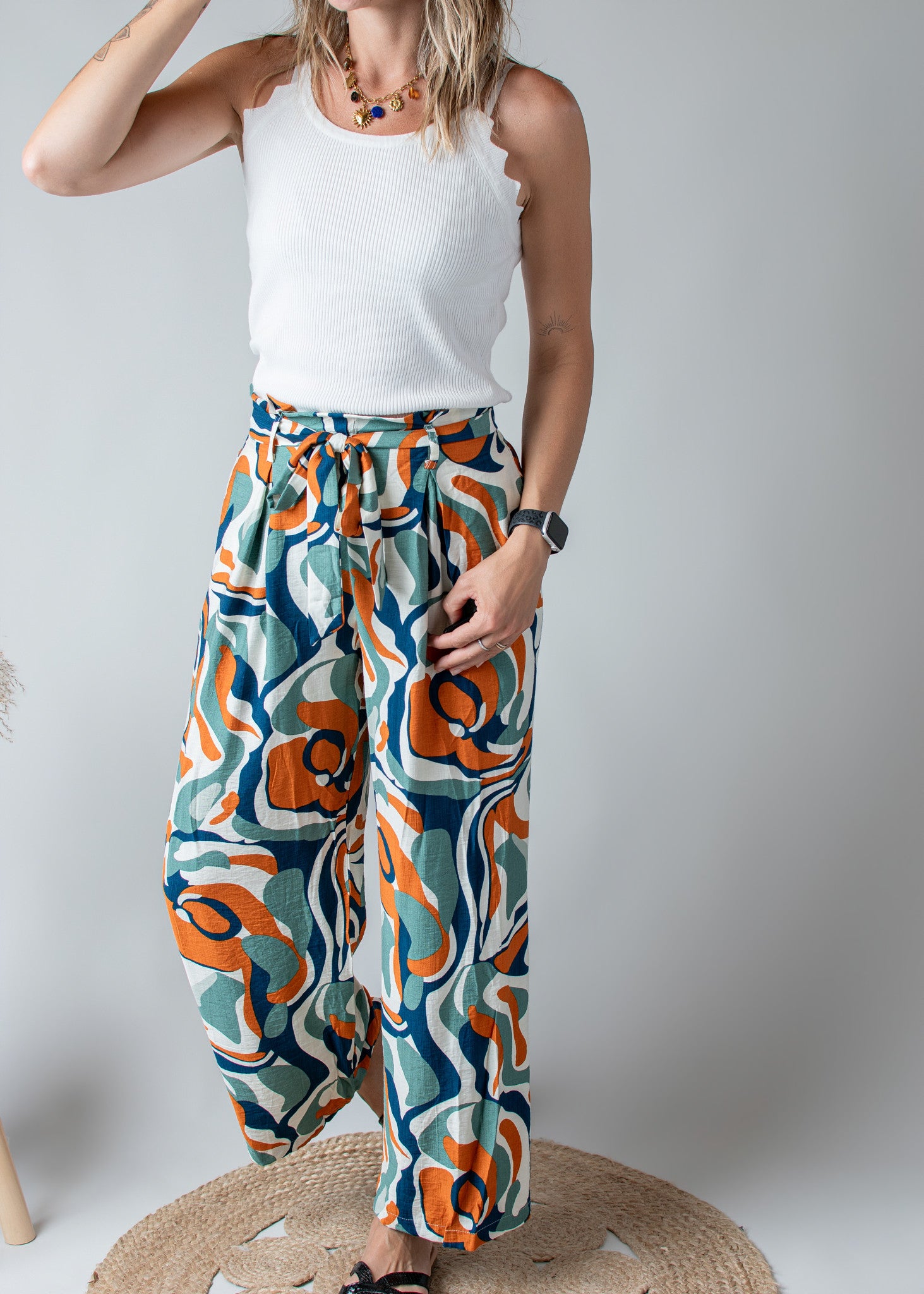 Pantalon Fluide Imprimé Abstrait