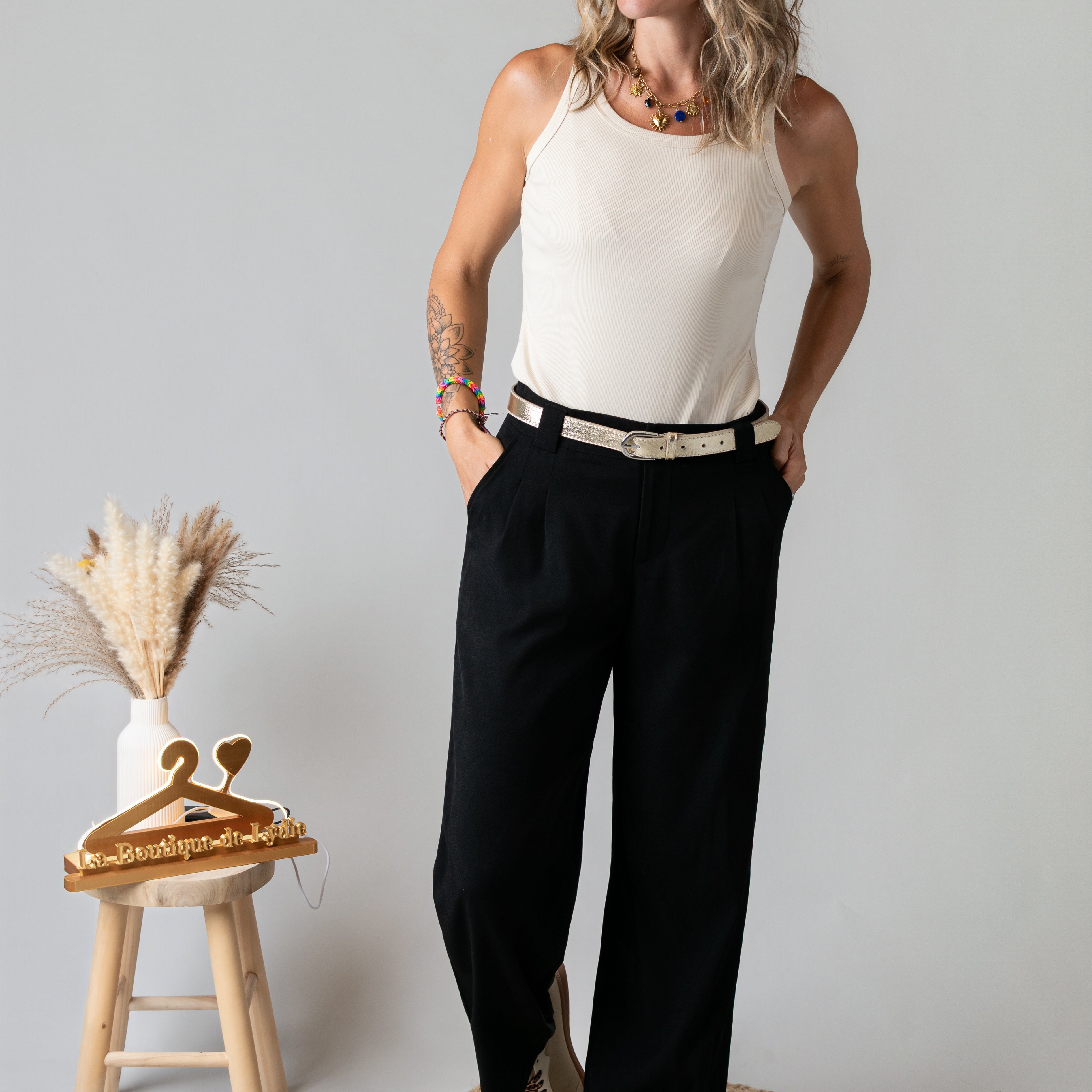 Pantalon de tailleur palazzo noir la boutique de lydie