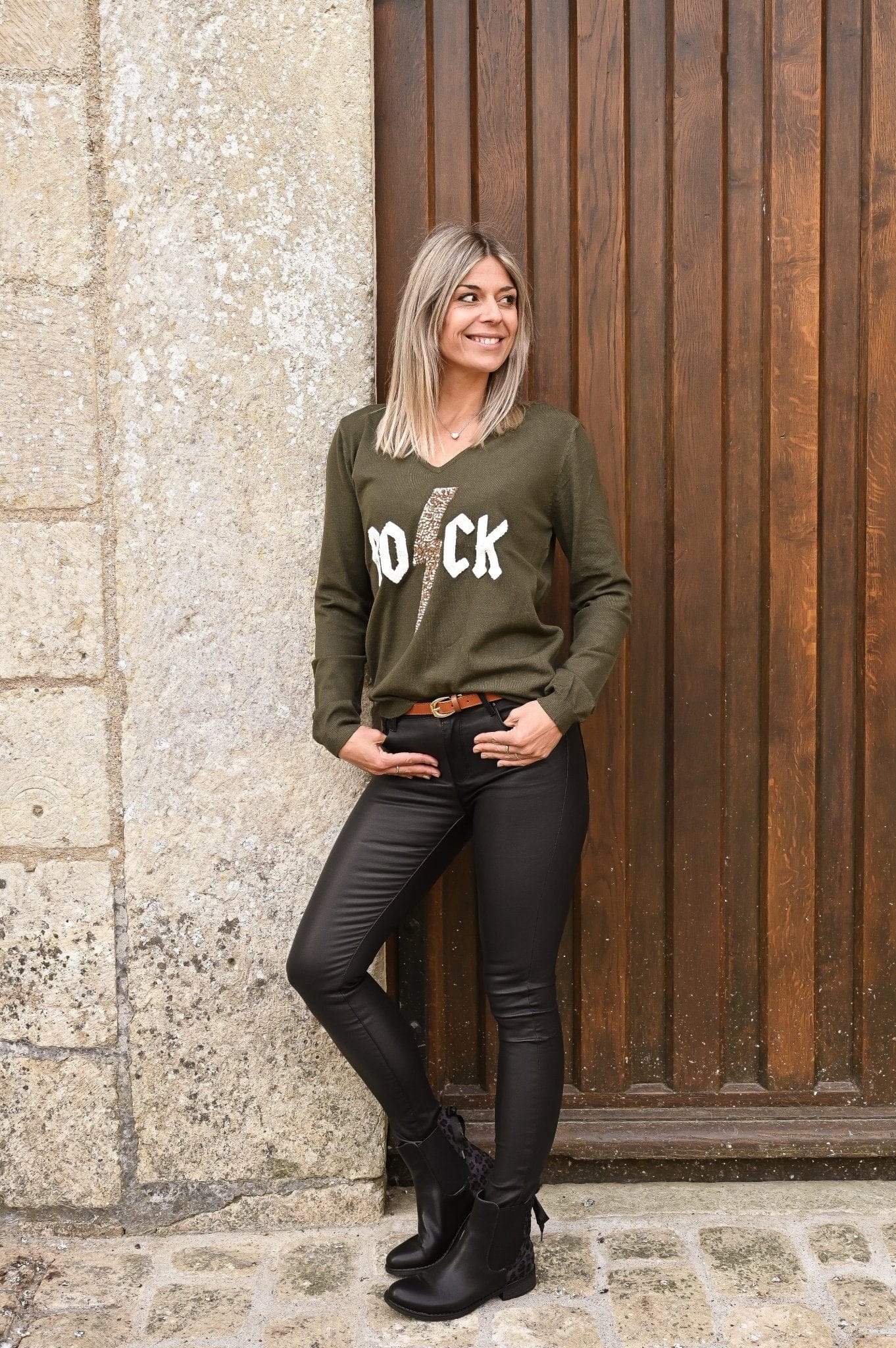 Pantalon skinny enduit noir - La Boutique de Lydie 34