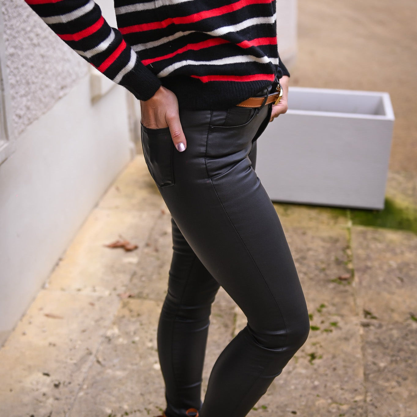 Pantalon skinny enduit noir - La Boutique de Lydie 34