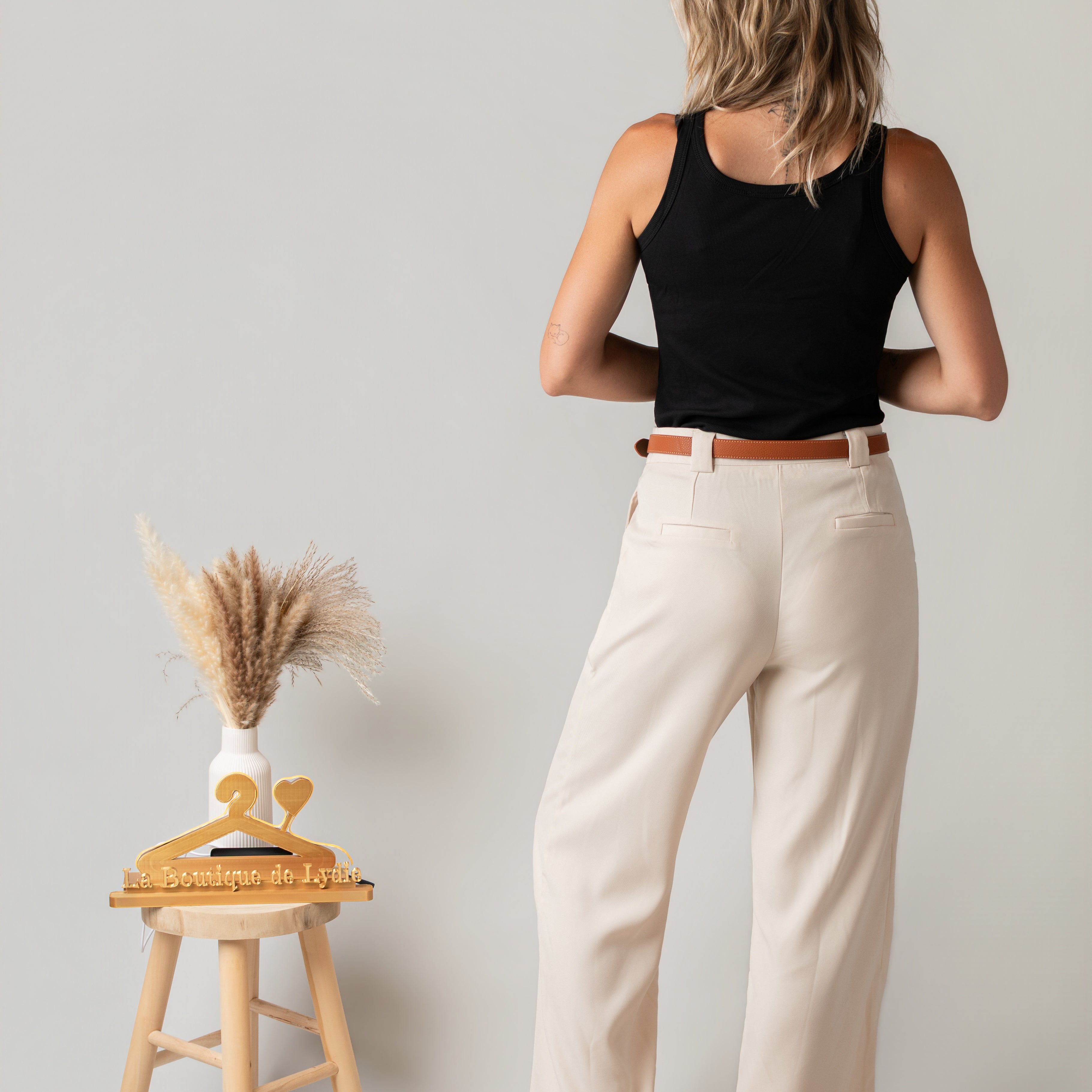 Pantalon de tailleur palazzo beige