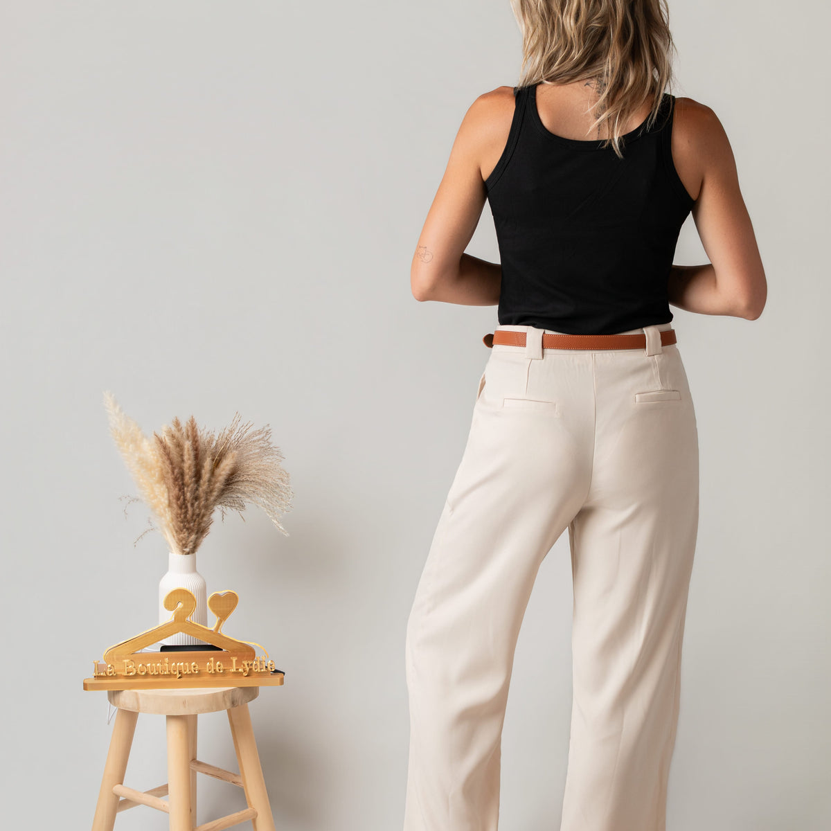 Pantalon de tailleur palazzo beige