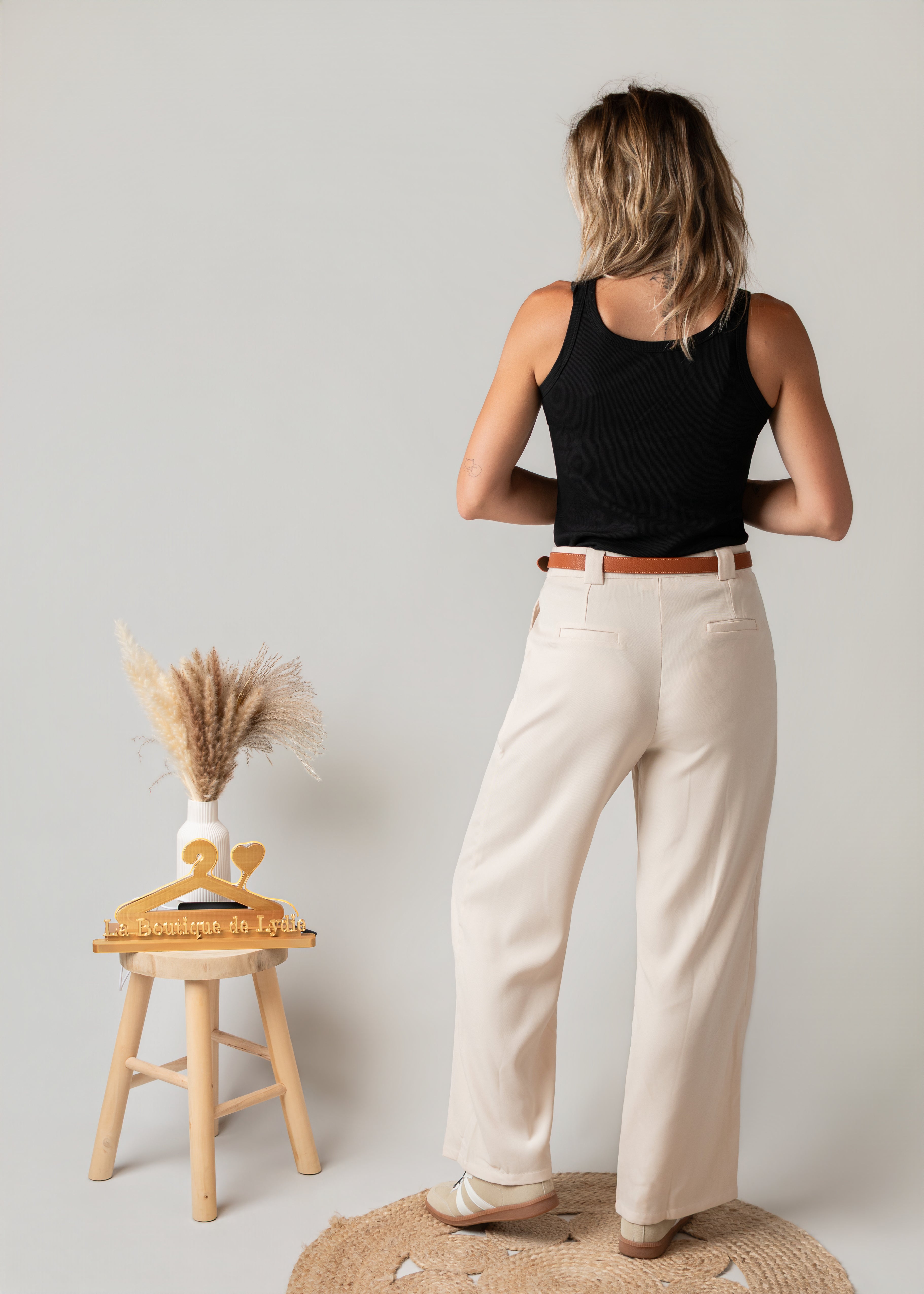 Pantalon de tailleur palazzo beige