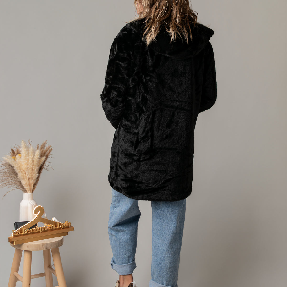 Parka noir imperméable mi longue réversible la boutique de lydie