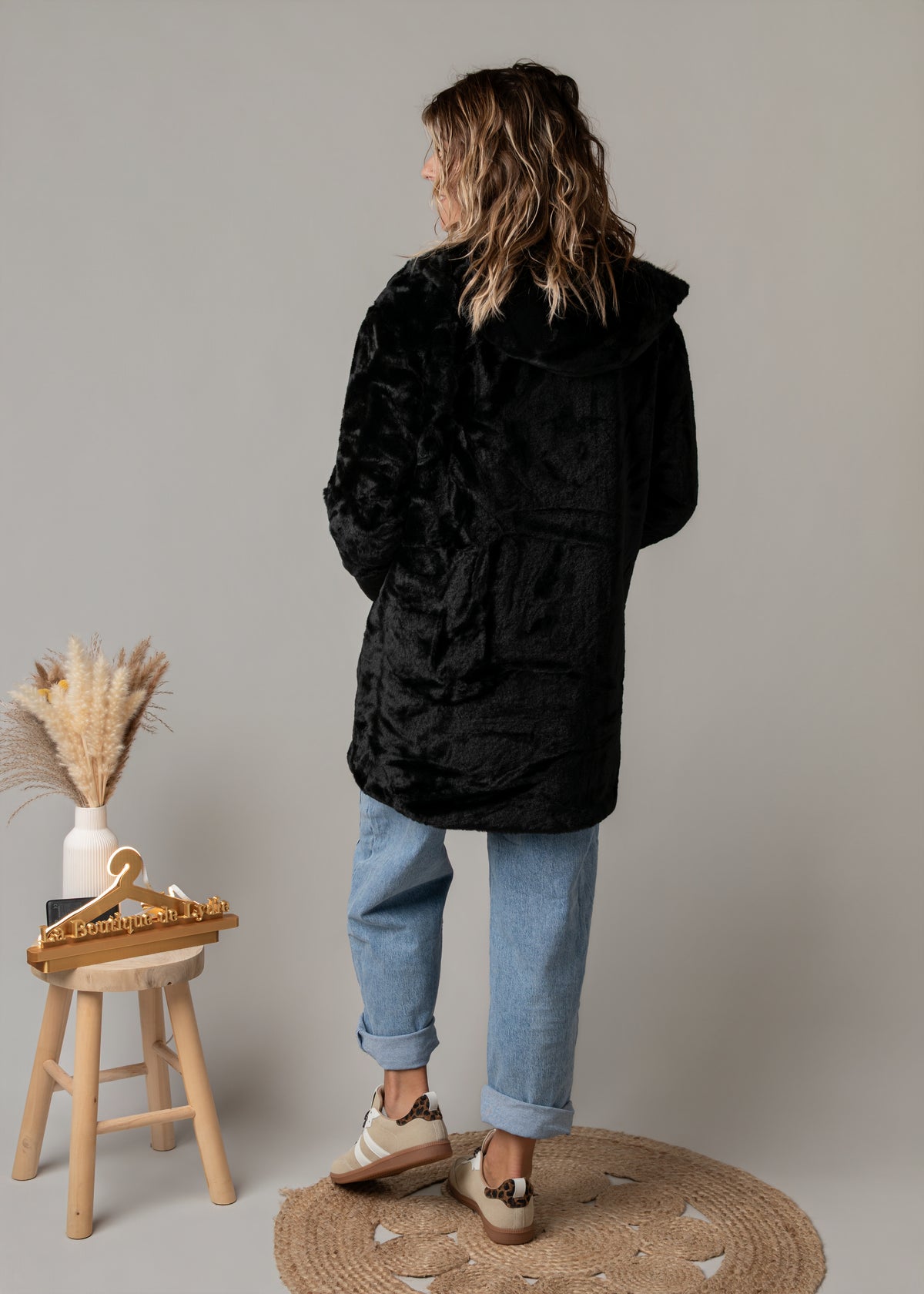 Parka noir imperméable mi longue réversible la boutique de lydie
