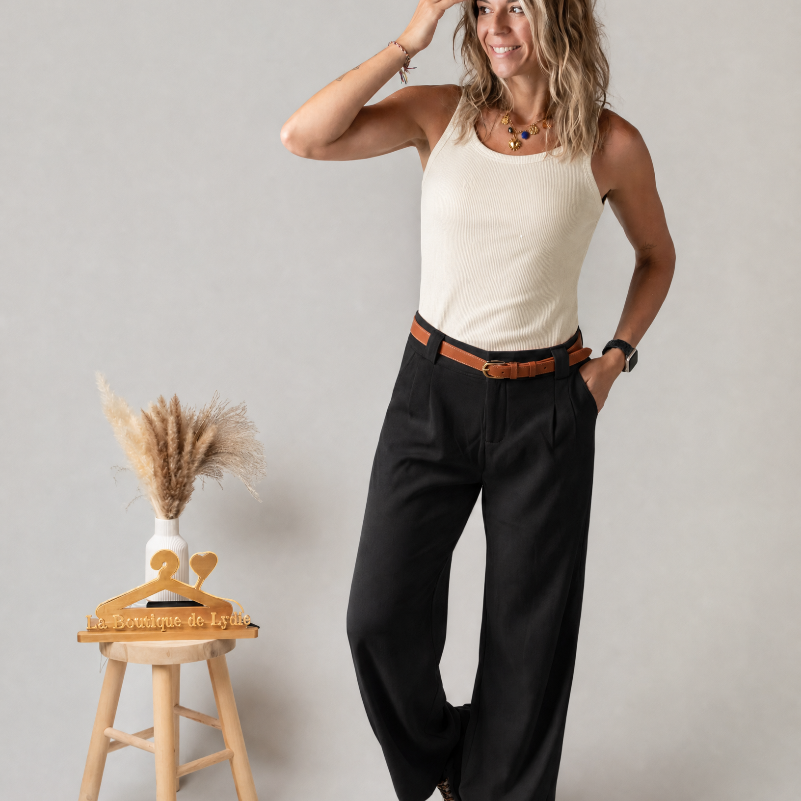 Pantalon de tailleur palazzo noir