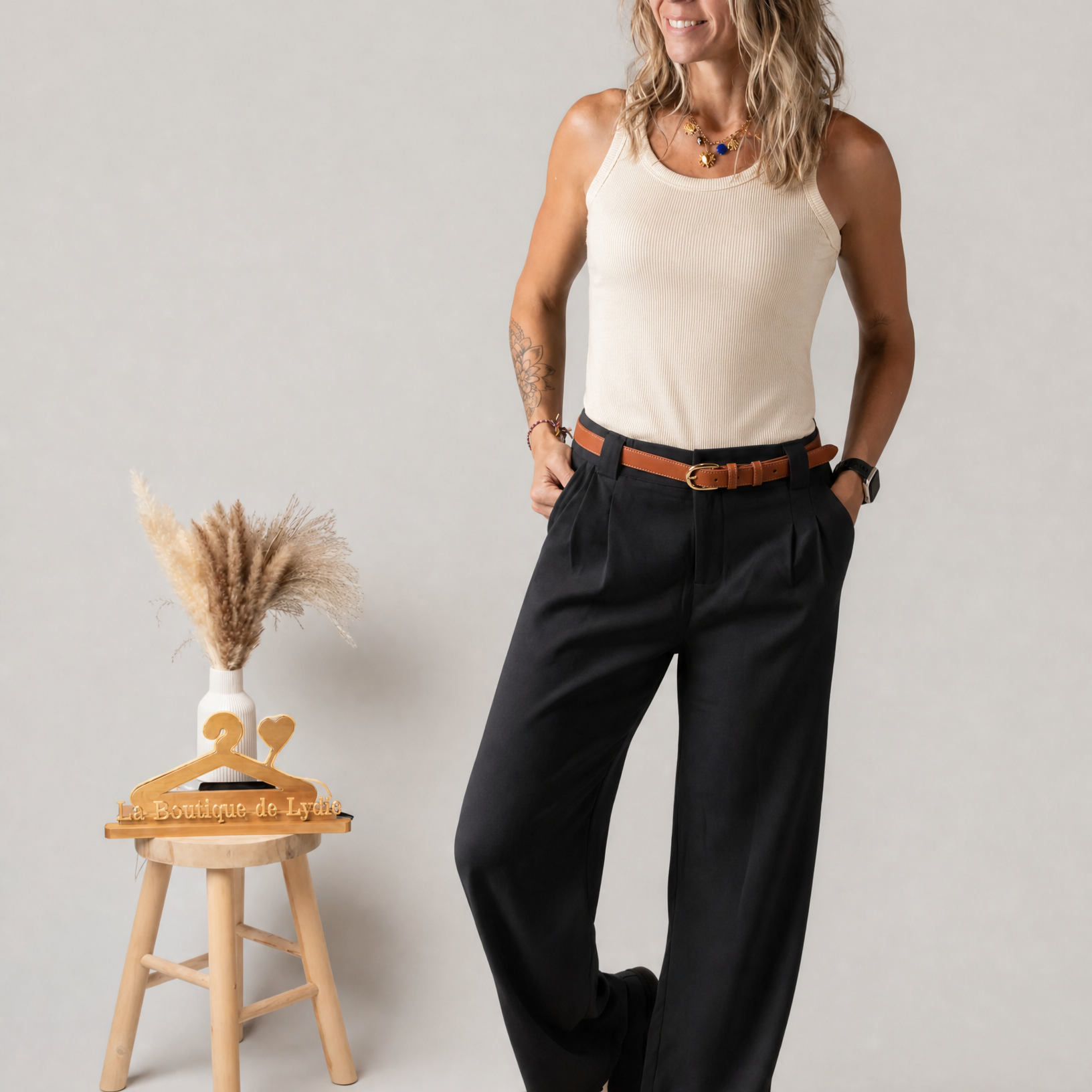 Pantalon de tailleur palazzo noir la boutique de lydie