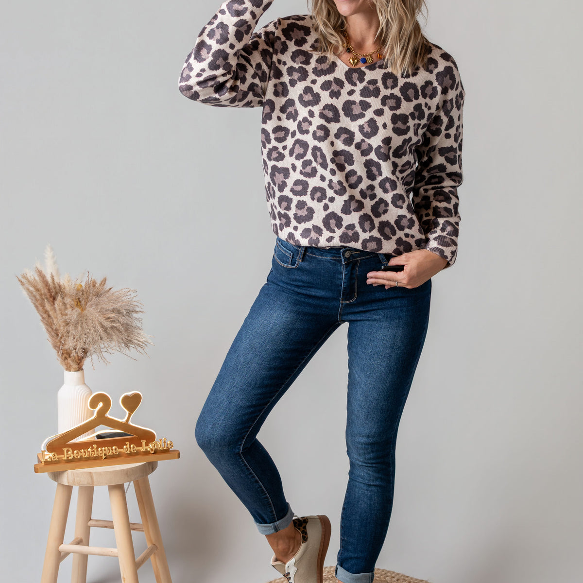 Pull Fin Léopard Pailleté Lurex la boutique de lydie