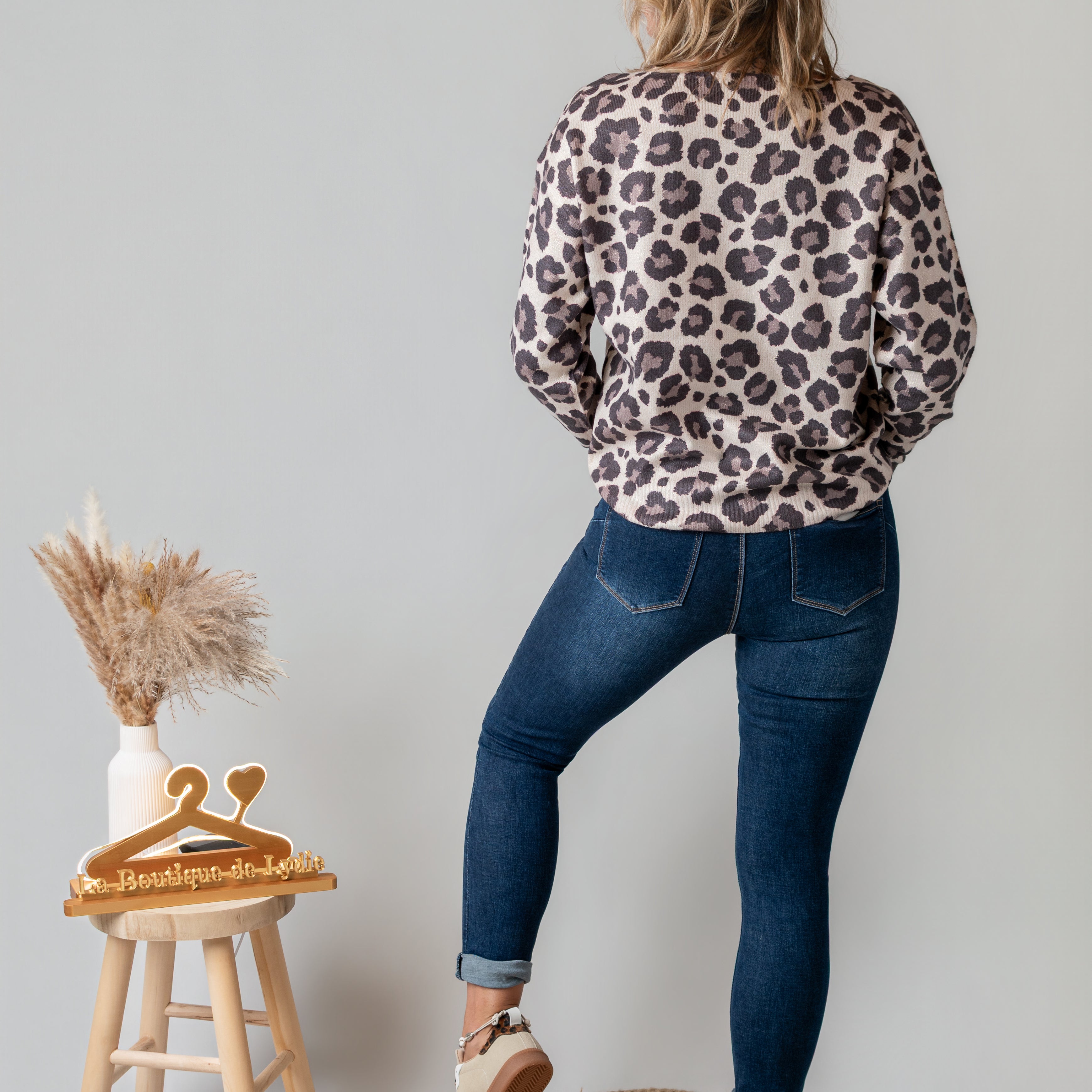 Pull Fin Léopard Pailleté Lurex