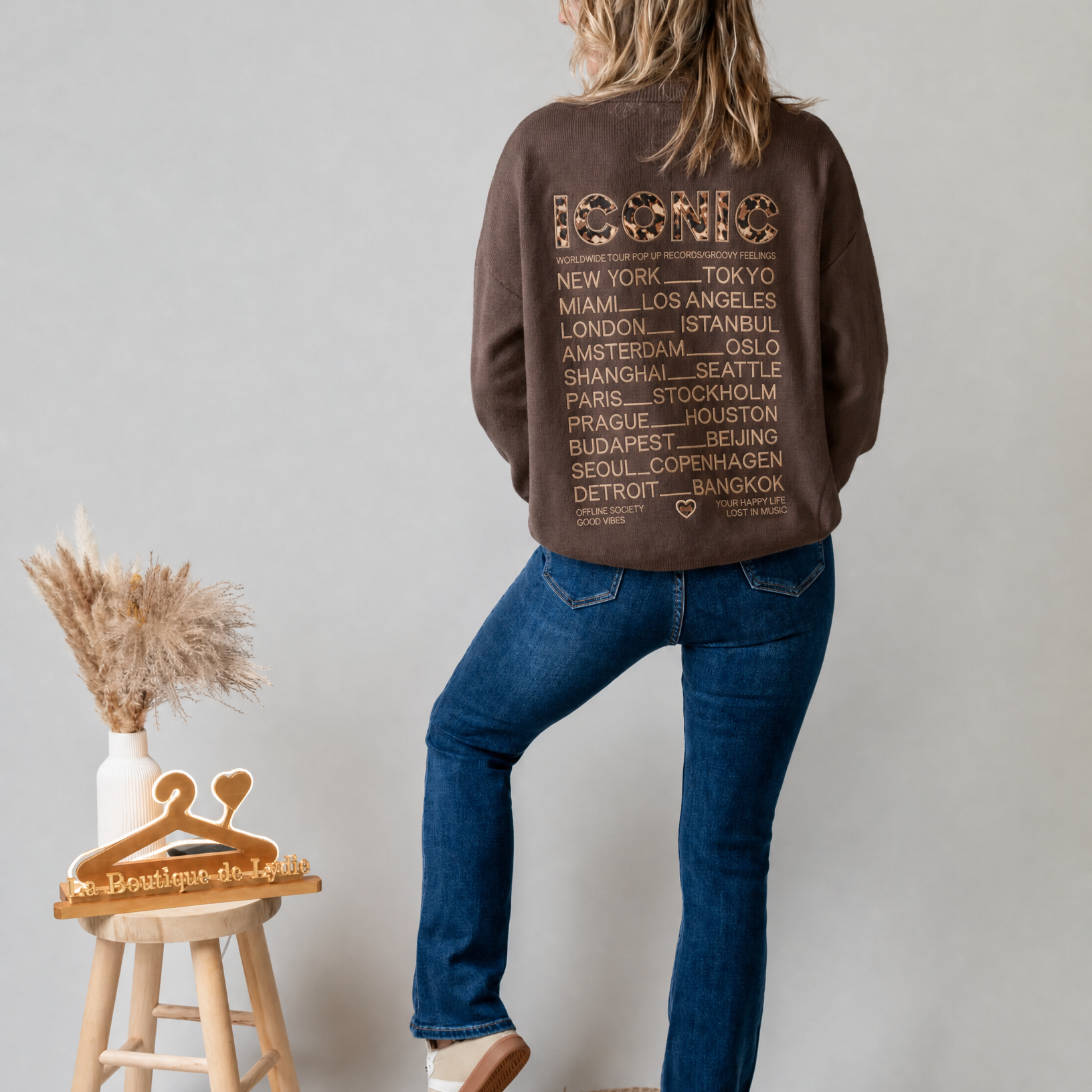 Pull fin chocolat clair Iconic la boutique de lydie